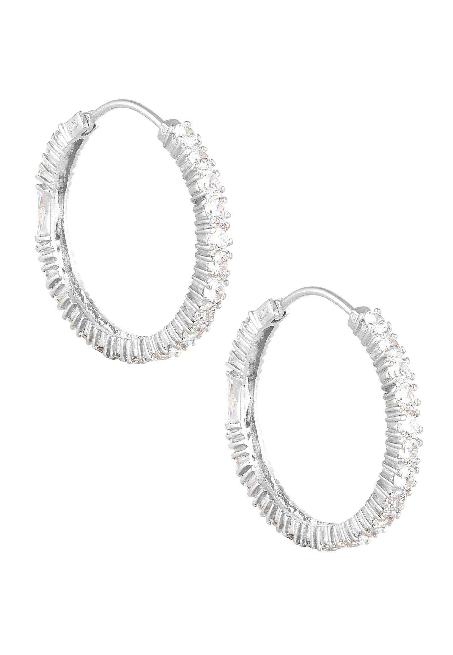 Elli Premium Paar Creolen »Ohrringe Creolen Zirkonia Pavé Funkelnd 925 Silber«