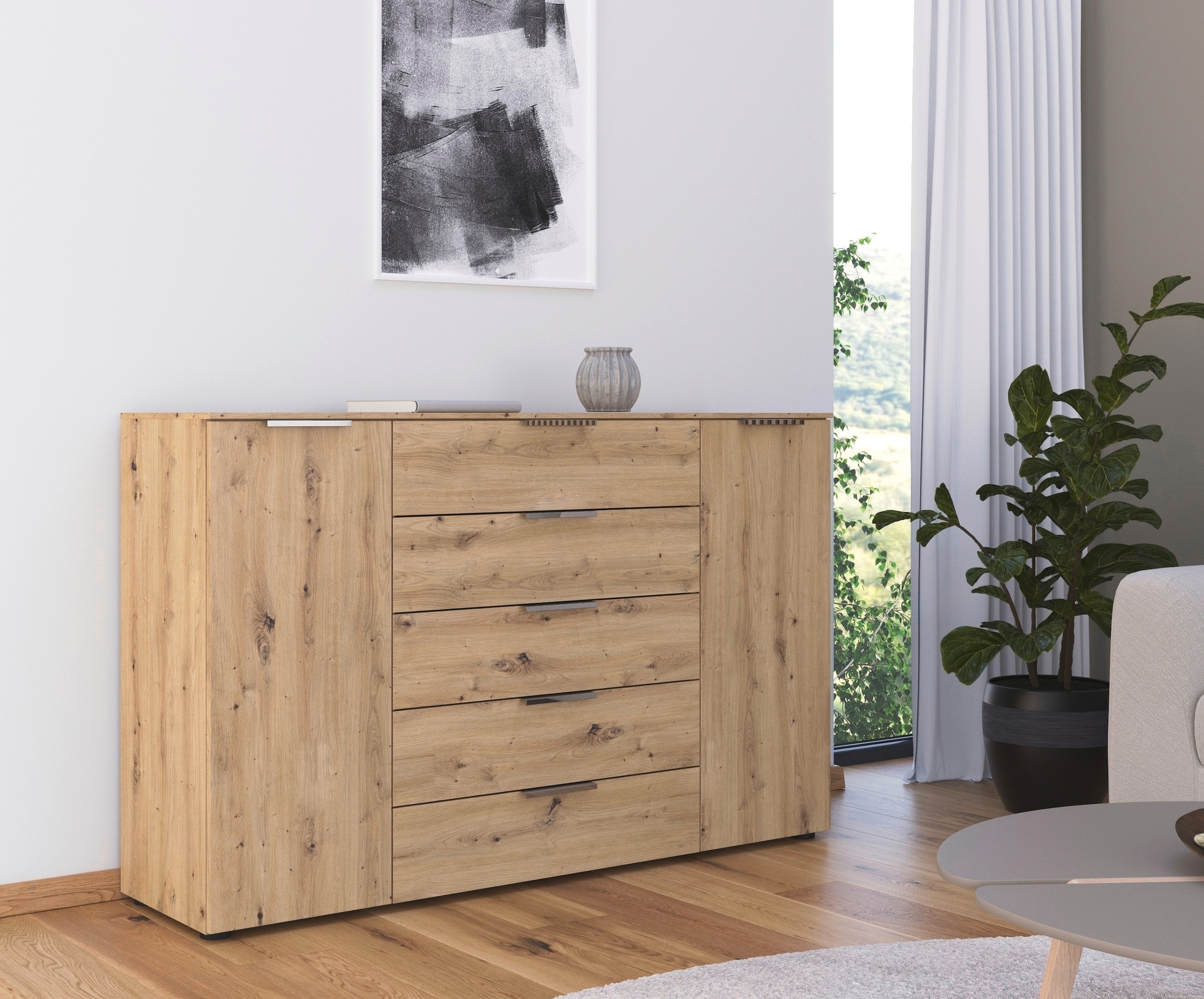 rauch Kommode »Flipp Schubladenkommode Wäscheschrank Schrank Bestseller«, 2-türig mit 5 Schubladen und Soft-Close-Funktion in zwei Breiten