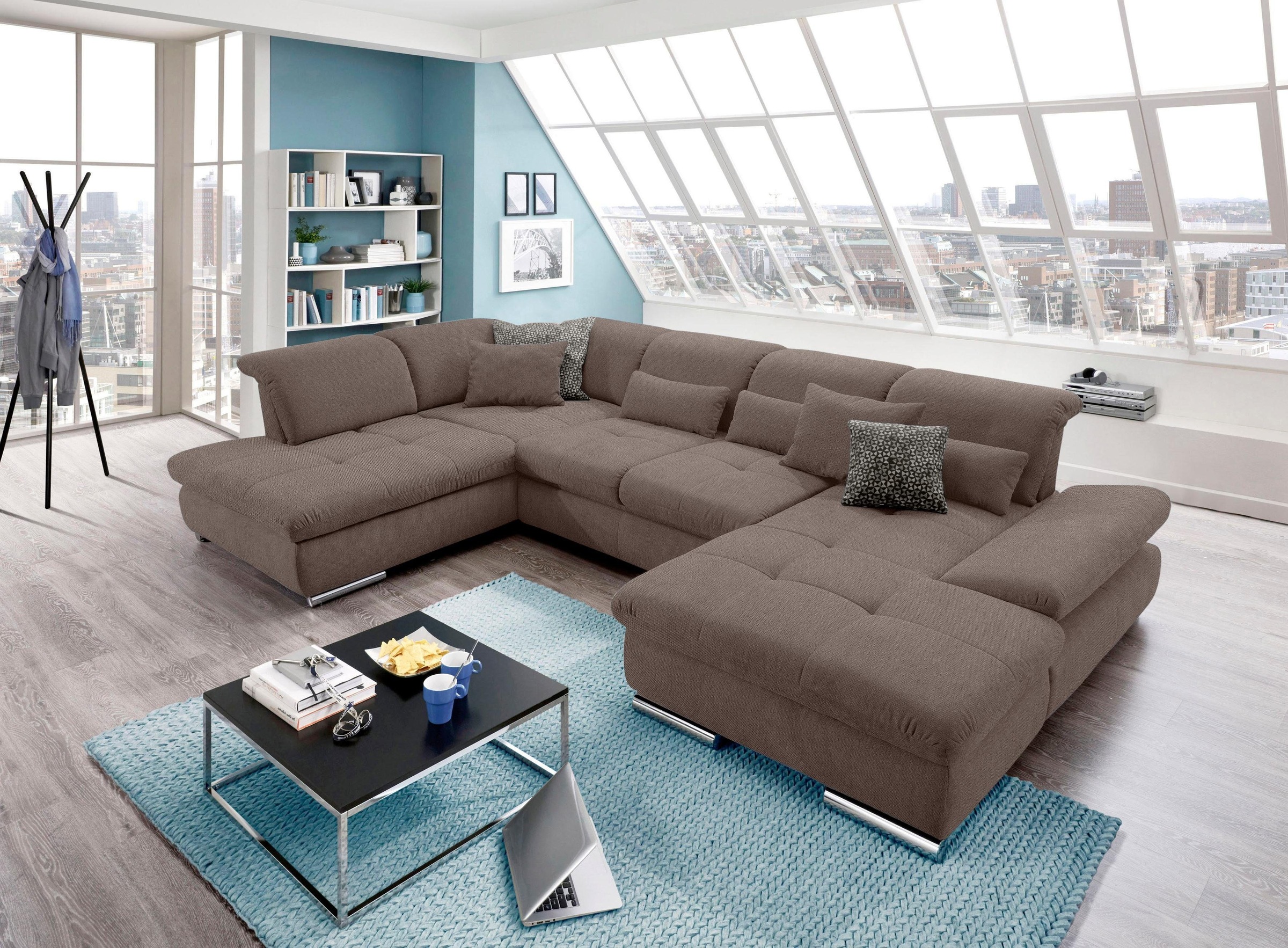 set one by Musterring Wohnlandschaft »SO 4100 komfortable Federkernunterfederung, inkl. Kopfteilverstellung« wahlweise Bettfunktion und Sitztiefenverstellung, U-Form