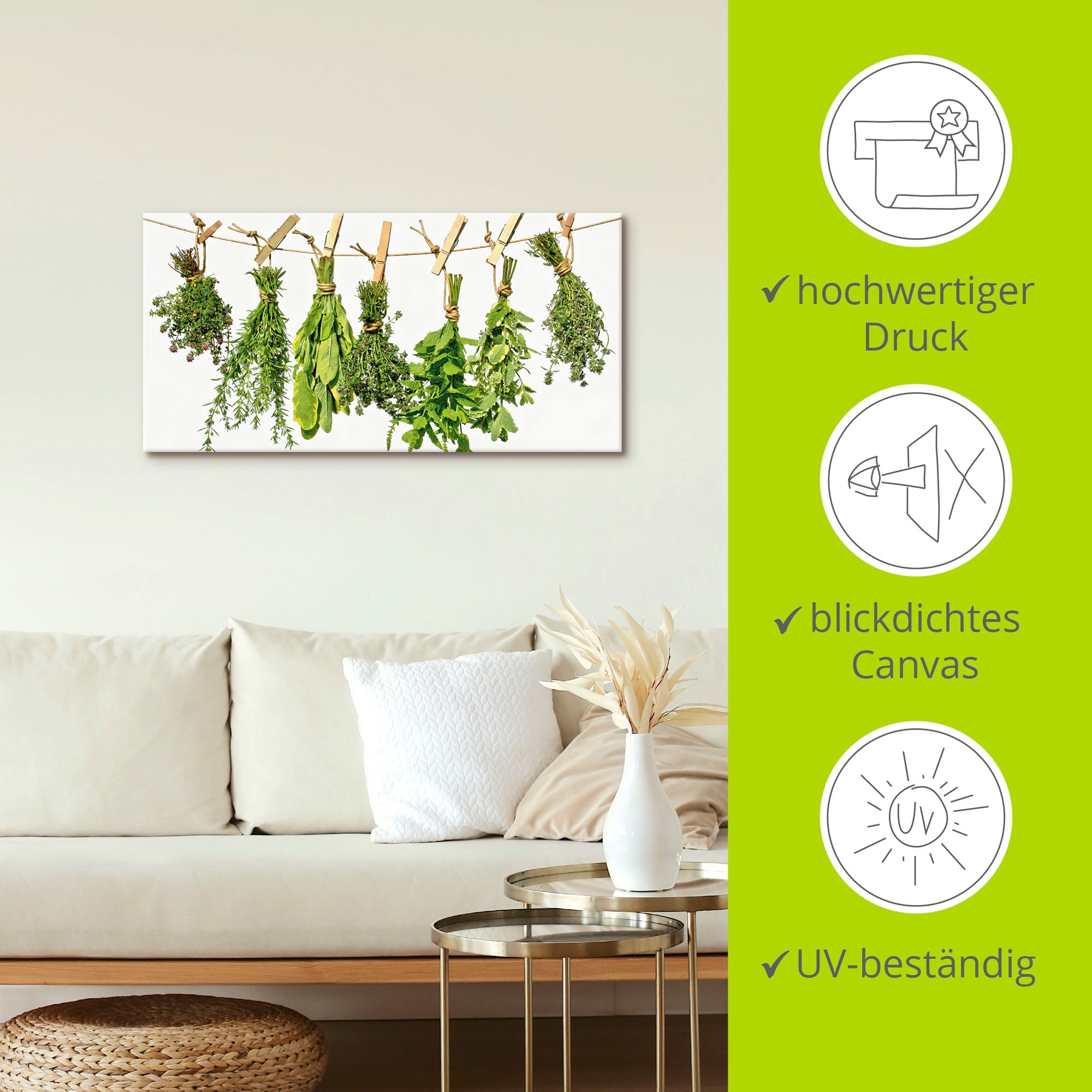 Artland Wandbild »Kräuter«, Pflanzen, (1 St.), als Alubild, Outdoorbild, Leinwandbild, Poster, Wandaufkleber