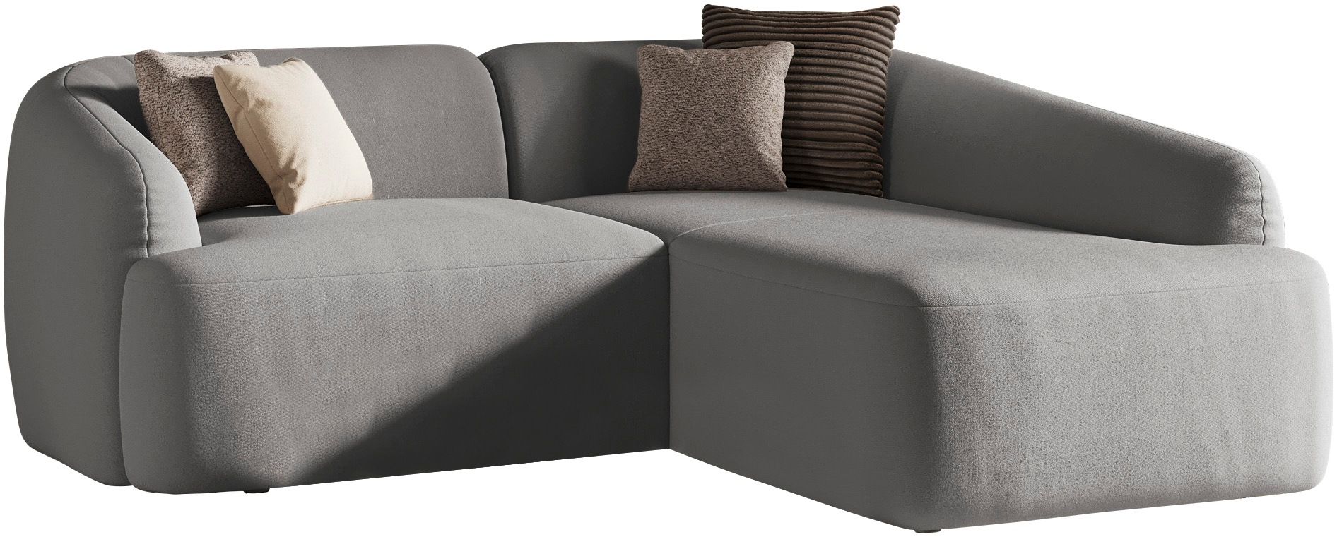 Home affaire Ecksofa »Nergal, kompakte Stellmaße, Breite 216cm, organisches Design, L-Form« Modernes Design, schlichte Optik, stilvoller Blickfang im Wohnzimmer