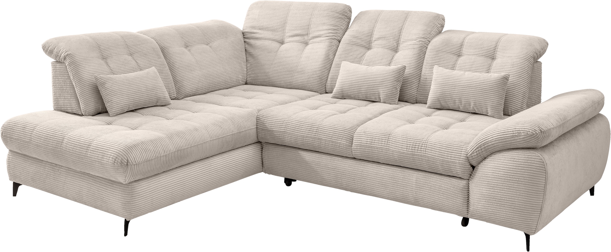 Home affaire Ecksofa »Lazio modern und bequem, schmale Armlehnen, tolle Detailverarbeitung« zwei verschiedene Fußfarben wählbar