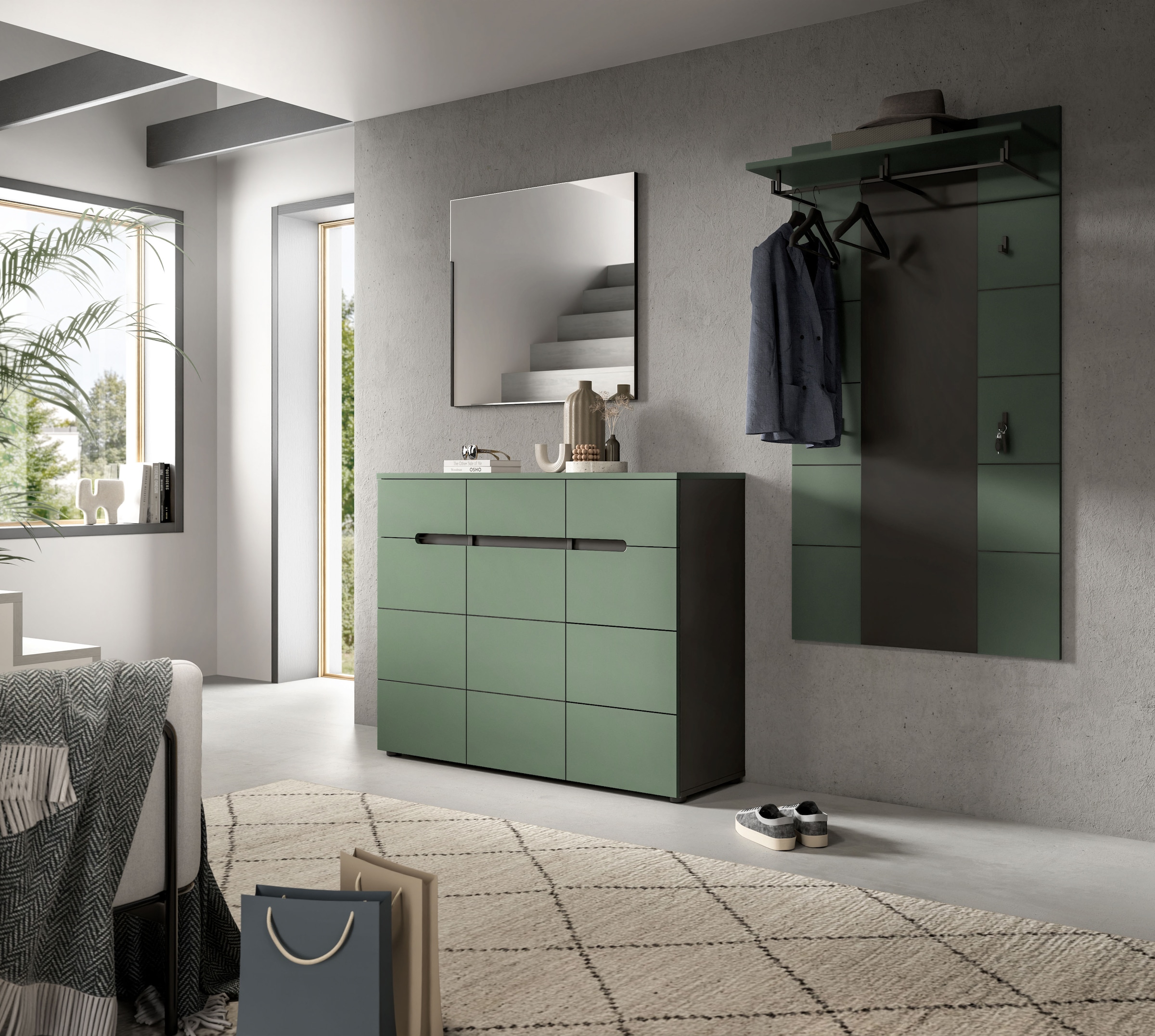 Home affaire Garderobenschrank »REHAT, TOPSELLER!, Breite 120 cm, 3 Türen, 3 Schubkästen, 12 Fächer« in verschiedenen Farben erhältlich, Platz für ca. 24 Paar Schuhe, 1 Stk. tlg. Schuhschrank, Kommode, Schuhkommode, Anrichte, Sideboard
