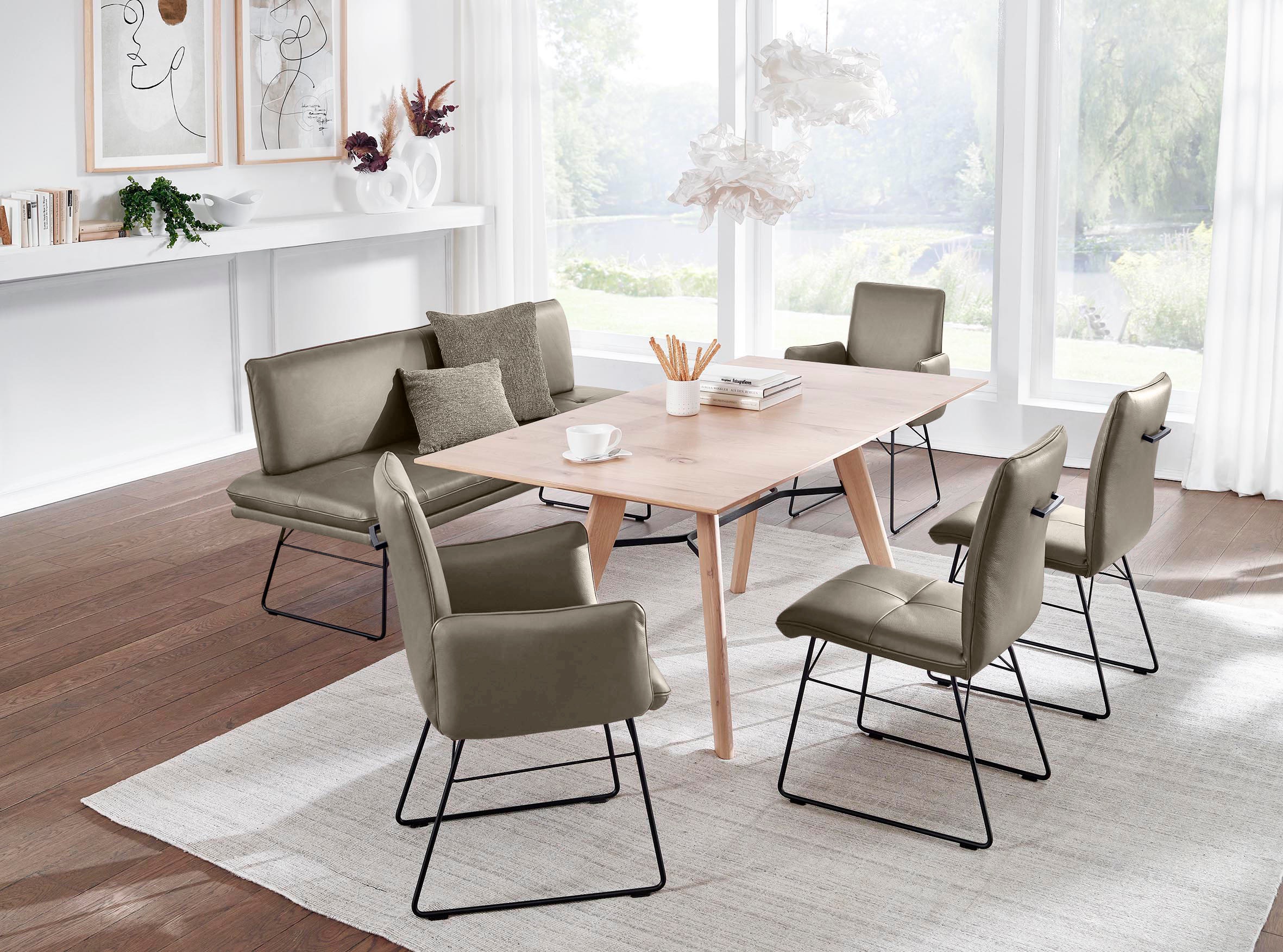 K+W Komfort & Wohnen Essgruppe »Giacomo IV« 6 Stk. tlg. Polsterbank in 2 Größen, 2 Kufenstühle, 2 Armlehnenstühle und 1 Tisch