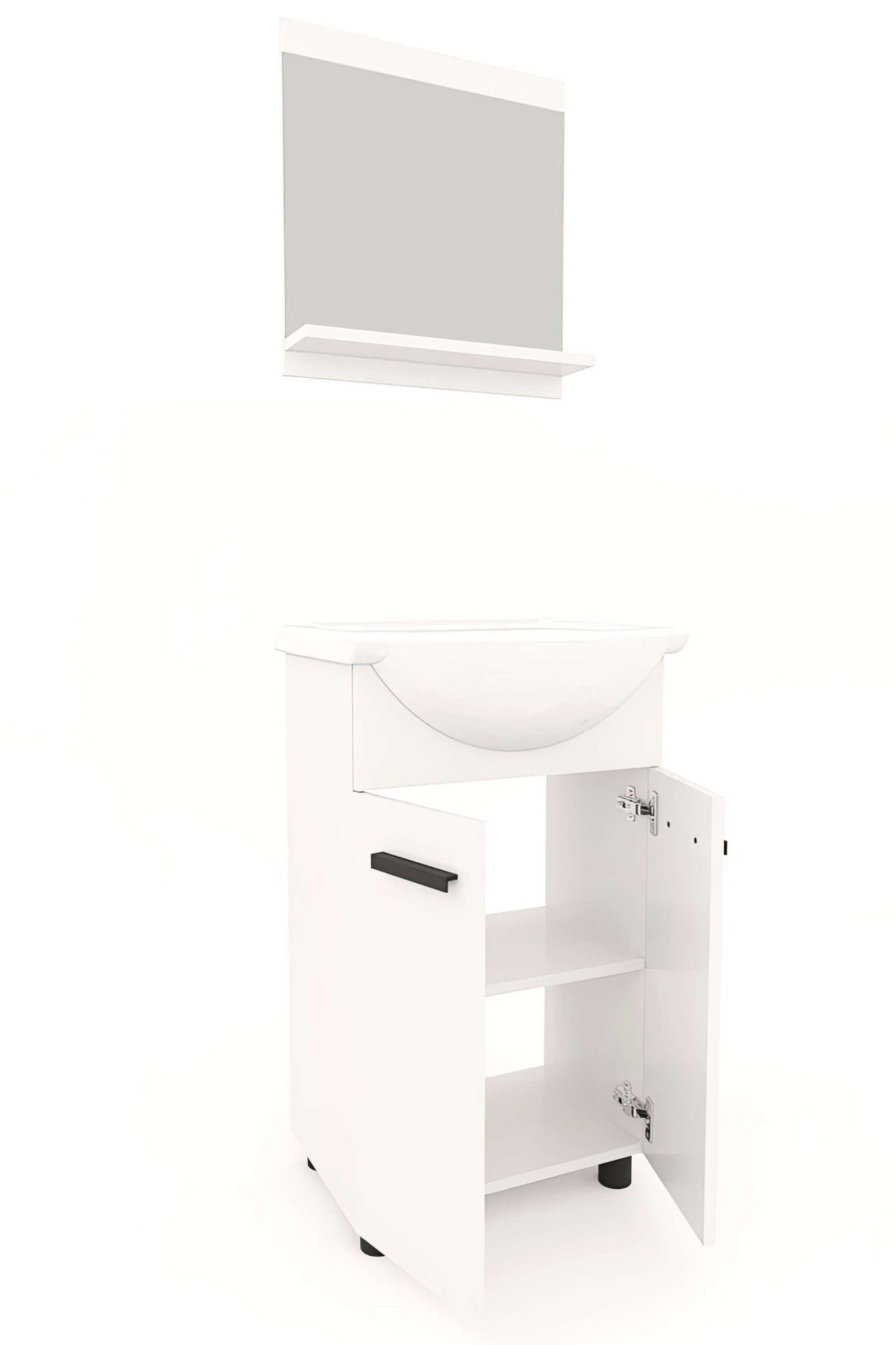 welltime Badmöbel-Set »Badmöbel-Set Paulo, Waschbeckenunterschrank mit Waschbecken, Spiegel«, Waschbeckenunterschrank mit Wachbecken und Spiegel