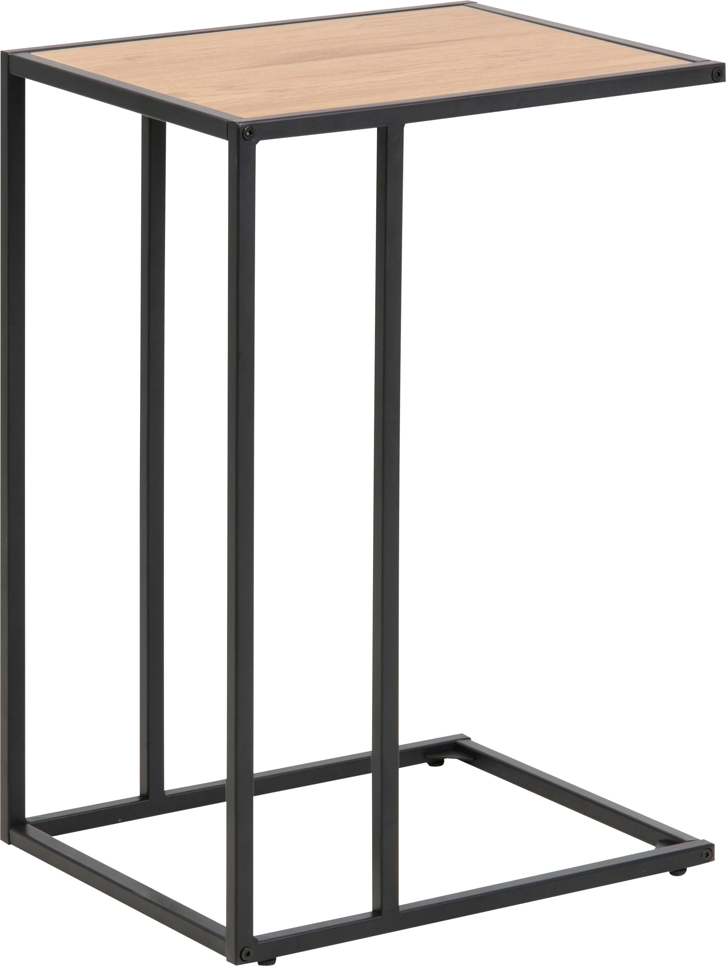 ACTONA GROUP Beistelltisch »Seaford, Rechteckig, Scandi Design, matte Wildeichenoptik, Modern«, Wohnzimmertisch, kleiner Tisch, matte schwarze Metallbeine, H: 63 cm