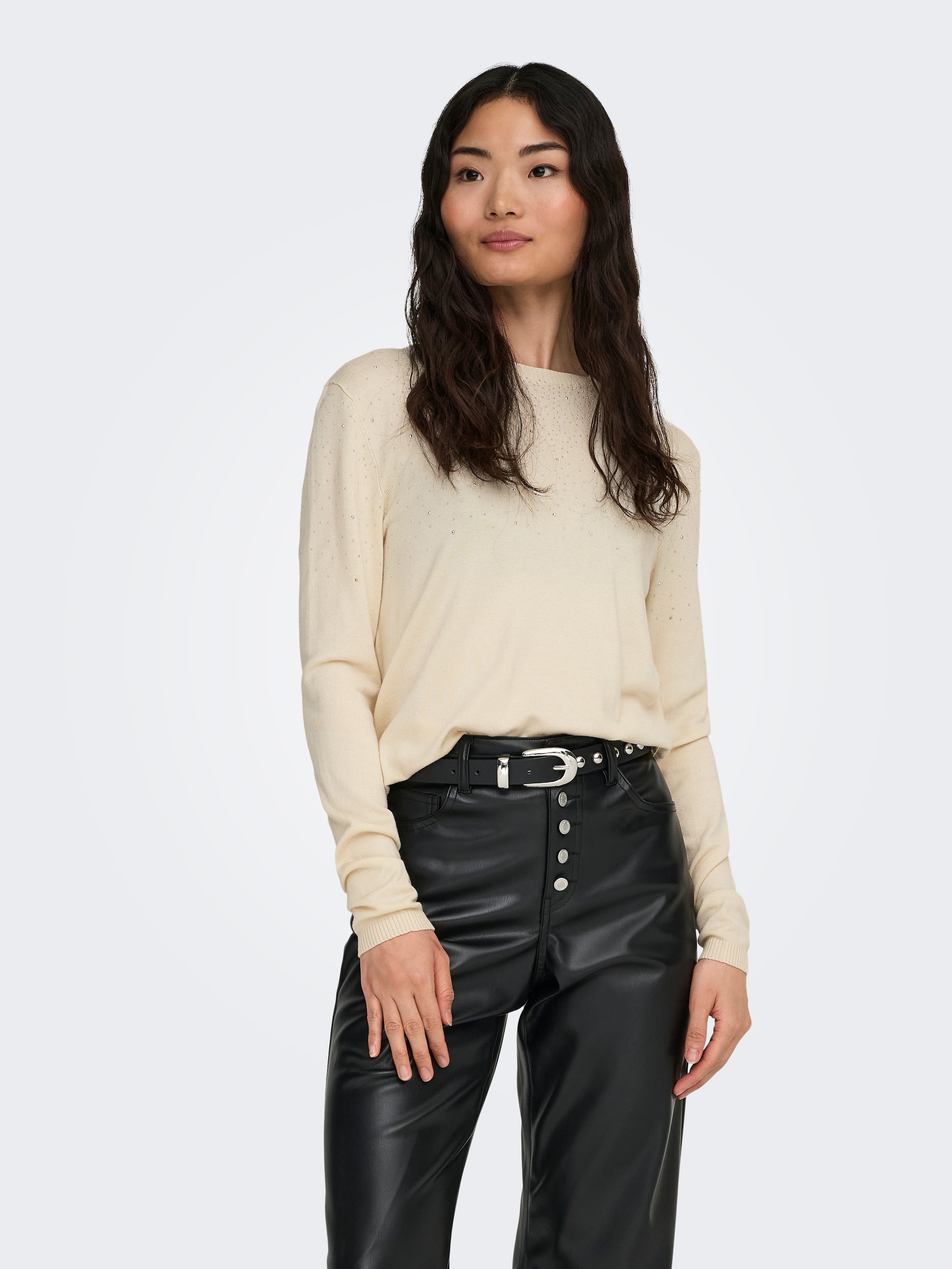 ONLY Rundhalspullover »ONLANABELLA LS BLING O-NECK KNT«