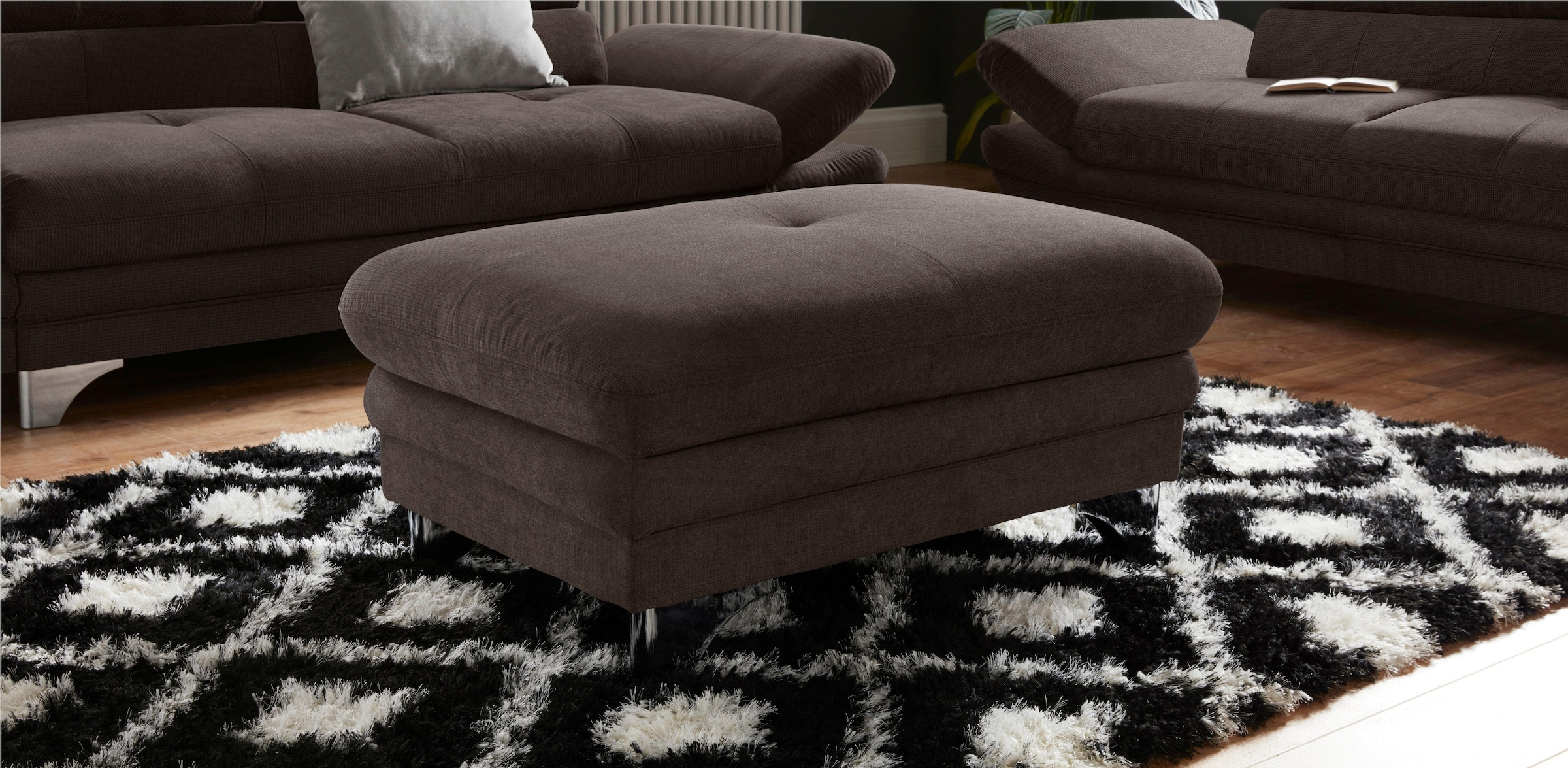 COTTA Polstergarnitur »Enterprise«, (Set), Set bestehend aus: 2-Sitzer mit Kopfteilverstellung & Hocker