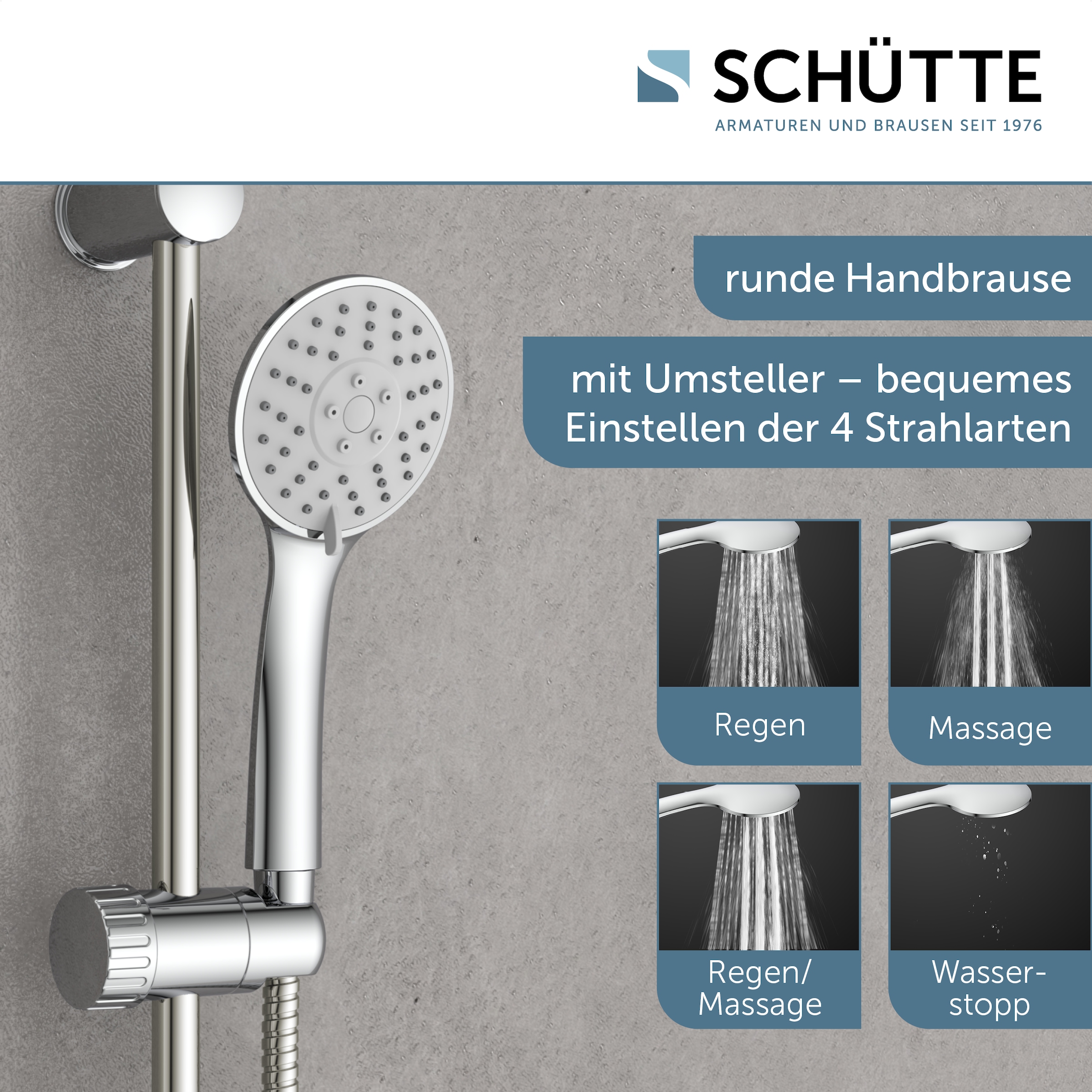 Schütte Brausegarnitur »Napoli« Set,  Regendusche mit Schlauch und Halterung, Duschkopf mit 3 Strahlarten
