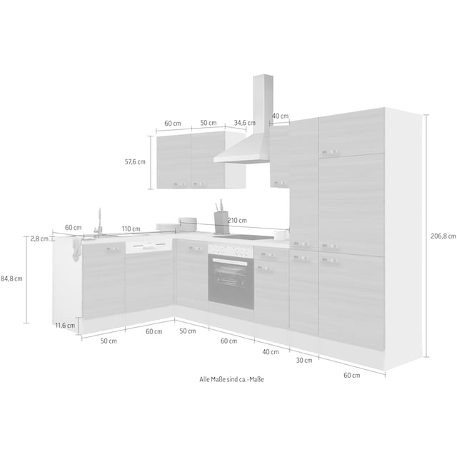 OPTIFIT Winkelküche »Vigo«, mit E-Geräten, Stellbreite 300 x 175 cm auf  Raten bestellen