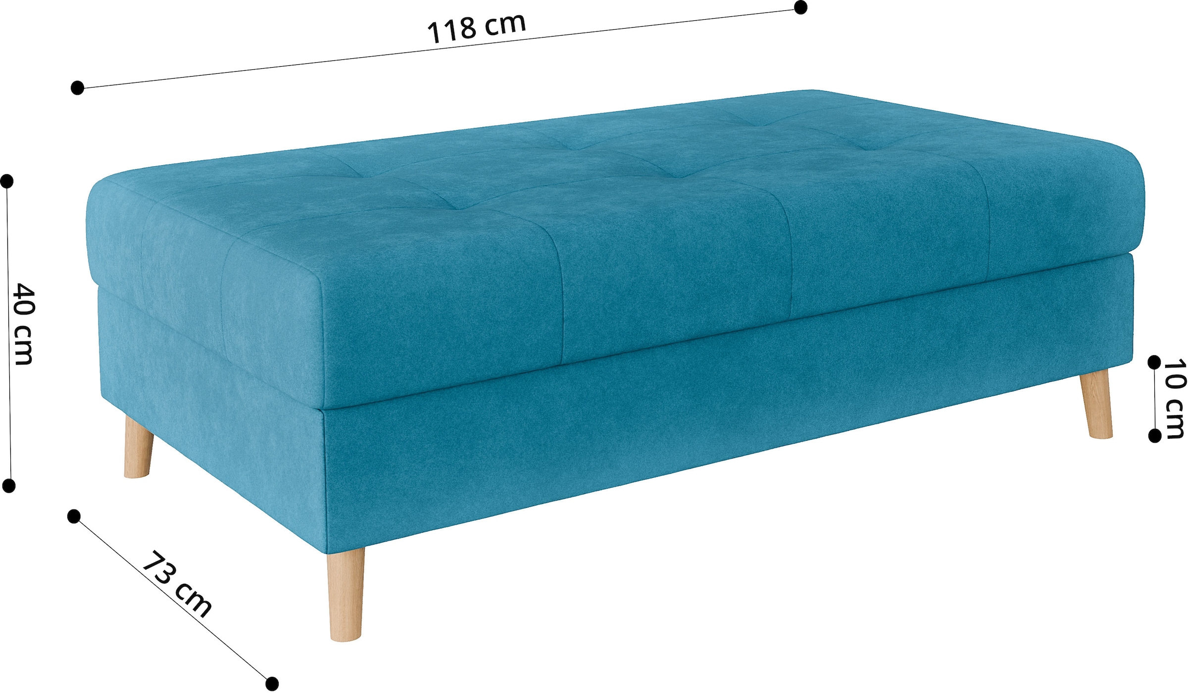 Home affaire Polsterhocker »CHARRE XXL, Steppung im Sitzbereich, Maße: B/T/H: 118/73/40 cm«, passend zur Serie CHARRE, auch in Cord und Bouclé