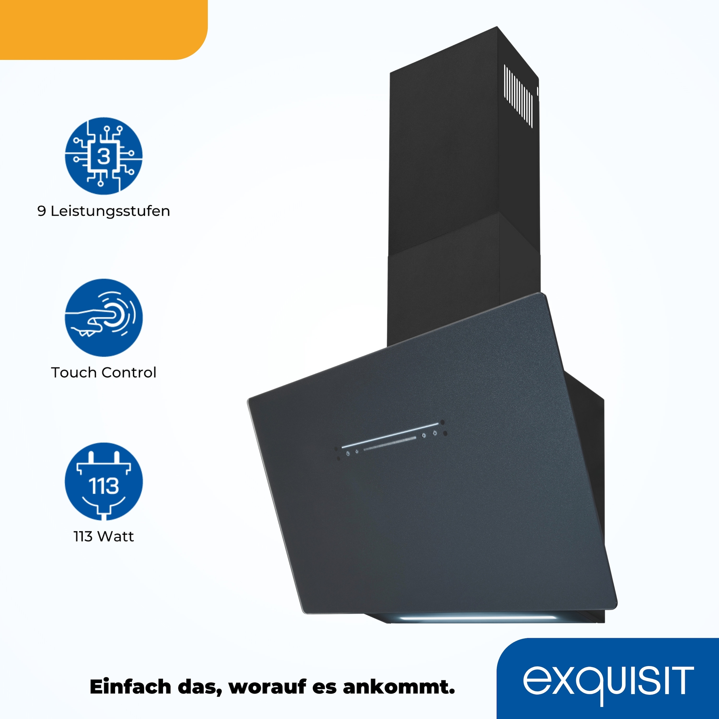 exquisit Kopffreihaube »KFD603-120 mattschwarz« Elegante Kopffreihaube in Mattschwarz per Fingertip zu bedienen