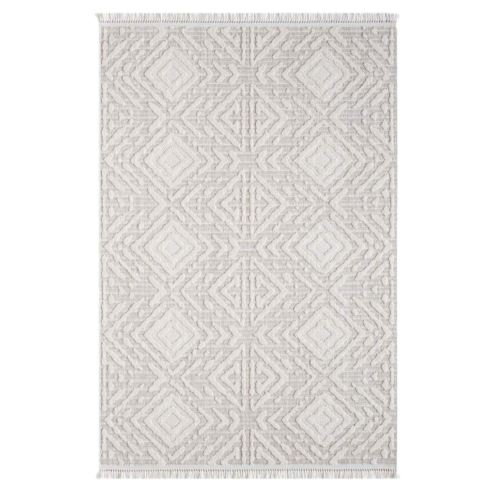 Carpet City Teppich »CLASICO 8926«, rechteckig, 11 mm Höhe, Läufer, Kurzflor, Hochtief-Muster, Boho, Fransen, Wohnzimmer