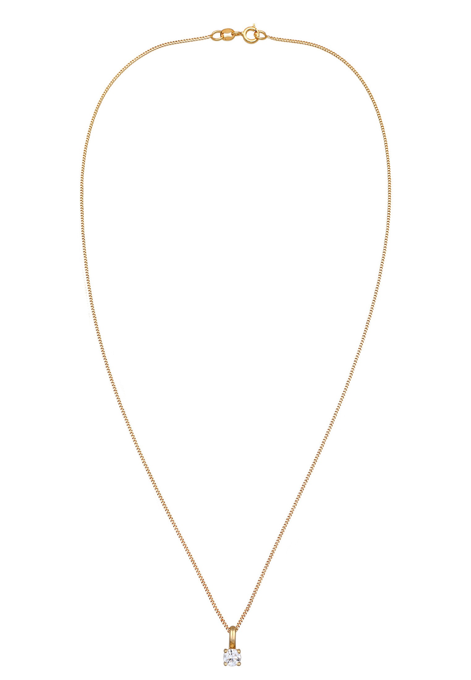Elli DIAMONDS Silberkette »Halskette Diamant Weiß Brillantschliff (0.034 ct) 585 Gelbgold«