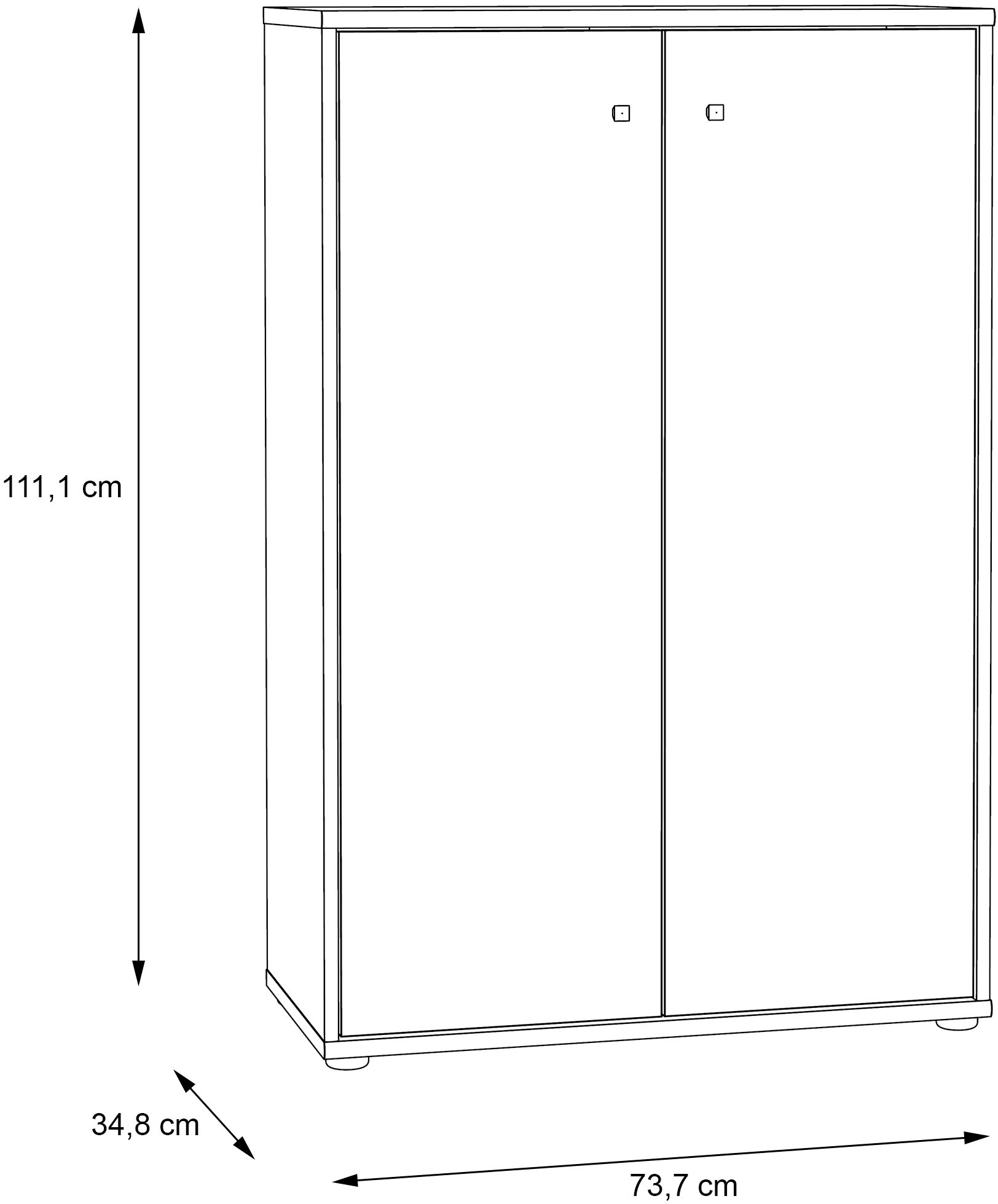 FORTE Kommode »Tempra, Kommode, 2 Türen,  viel Stauraum, Höhe 111,1 cm«