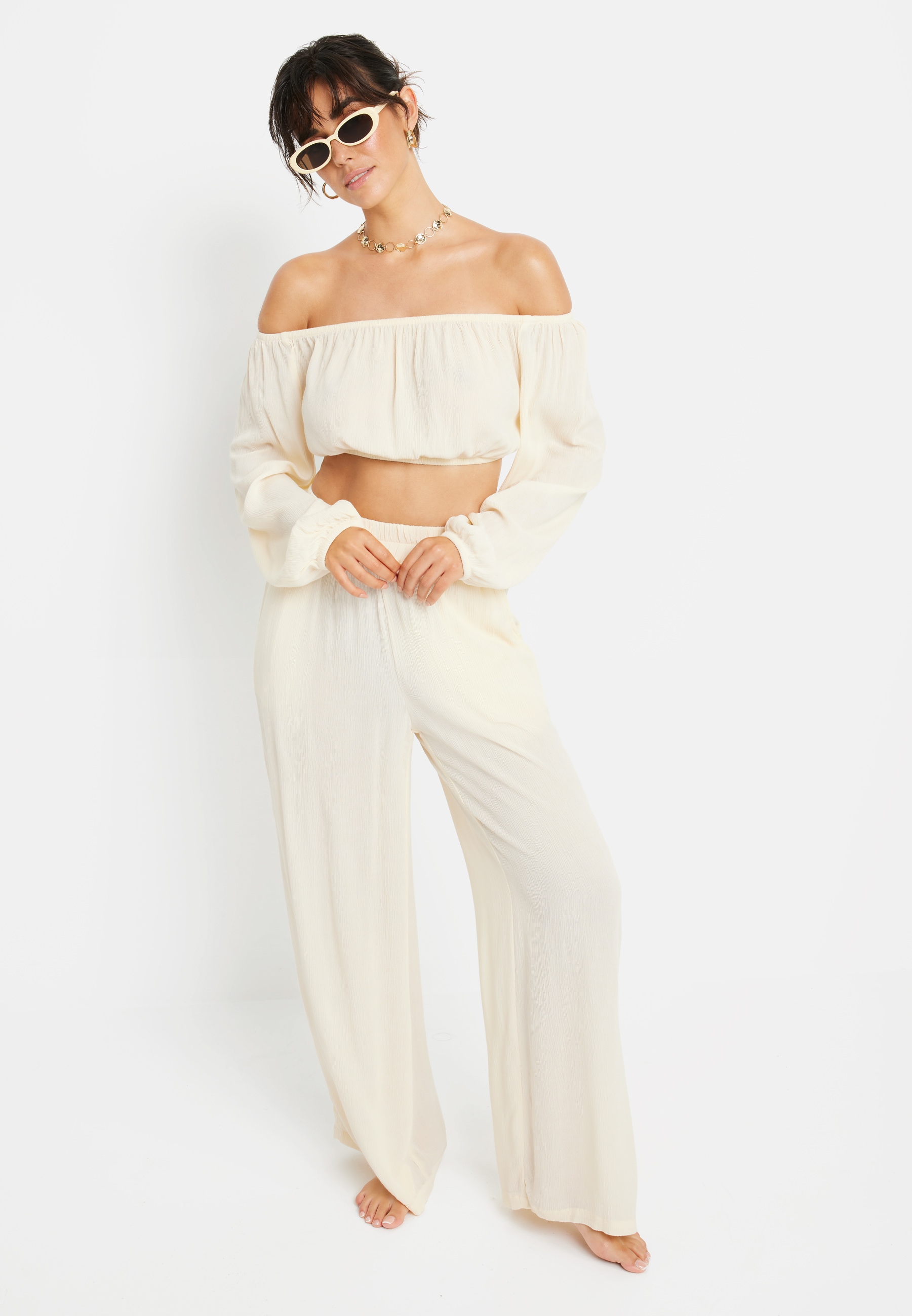 LSCN by LASCANA Carmenbluse, in verkürzter Länge