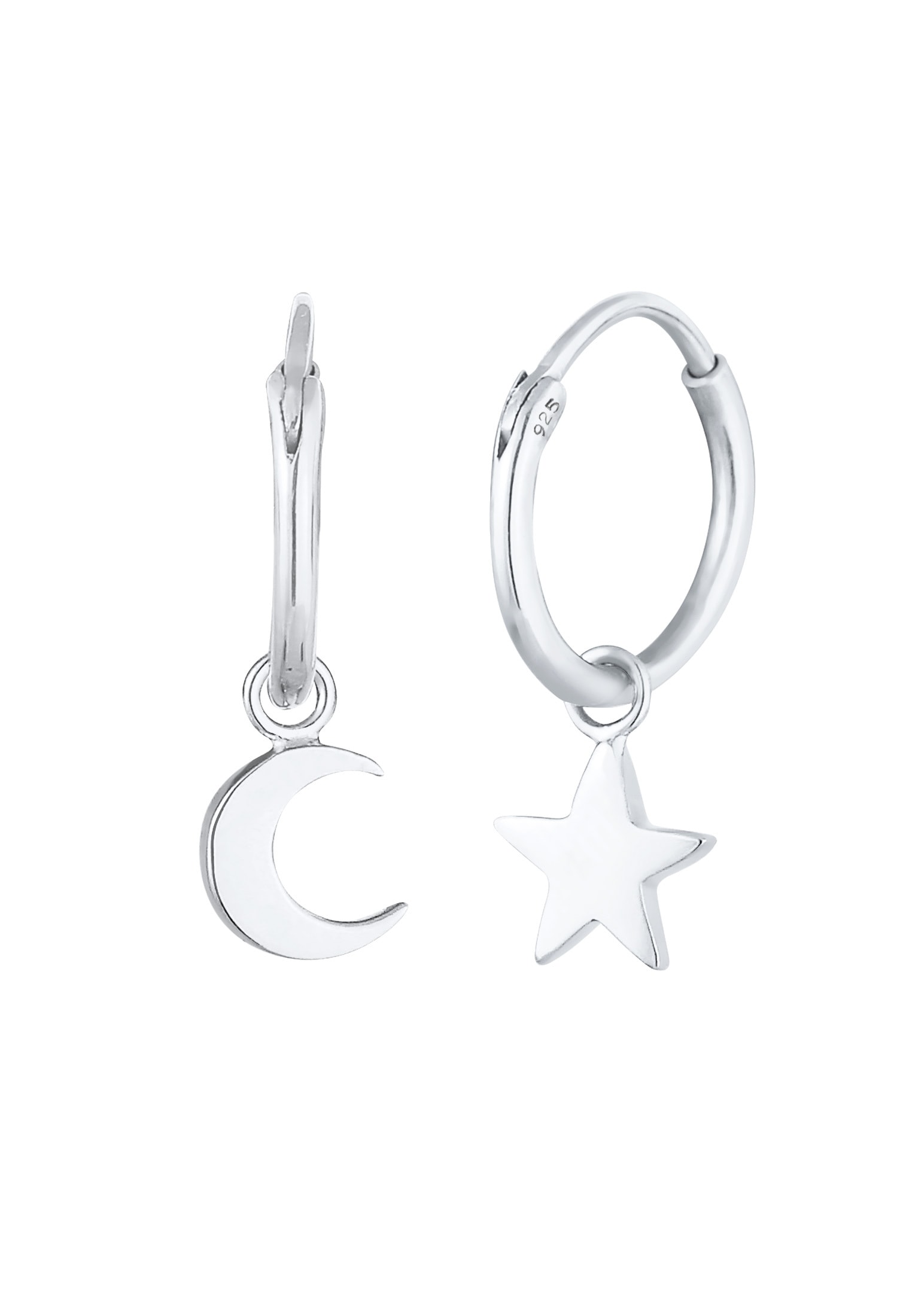 Elli Paar Creolen »Ohrringe Creolen Sterne Mond Trend 925 Silber«