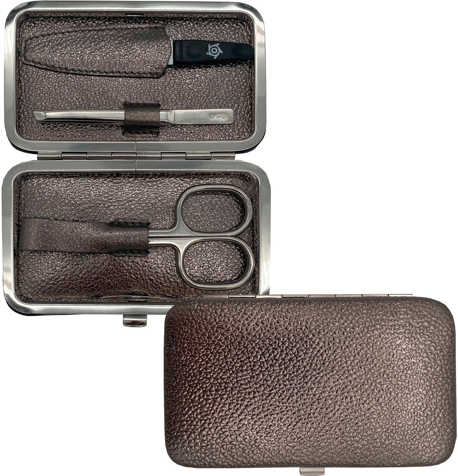 Maniküre-Etui, (3 tlg.), Rahmenetui in Metall-Optik