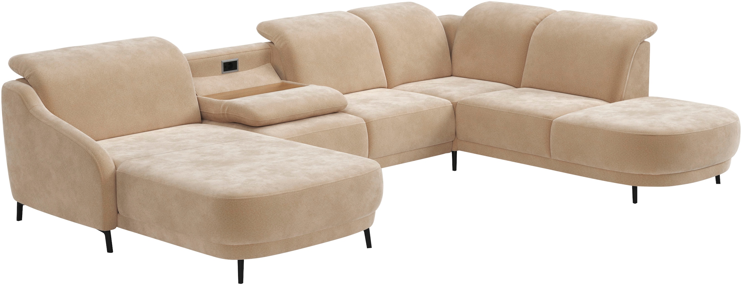 sit&more Wohnlandschaft »Blues U-Form«, inkl. Kopfteilverstellung, wahlweise mit Klapptisch und USB