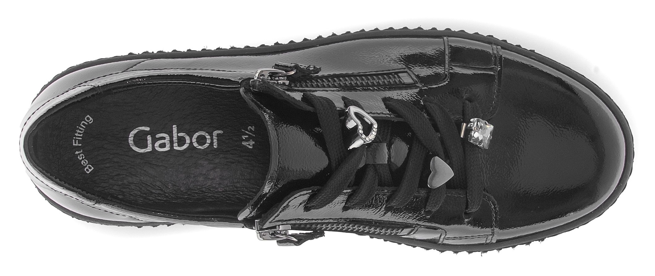Gabor Plateausneaker, Freizeitschuh, Halbschuh, Schnürer mit edlen Schmuck-Motiven