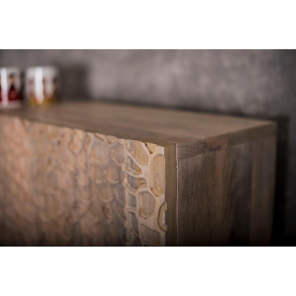 Home affaire Sideboard »Groveland«, landschaftsähnliche Holzschnitte auf den Türen, Höhe 140 cm