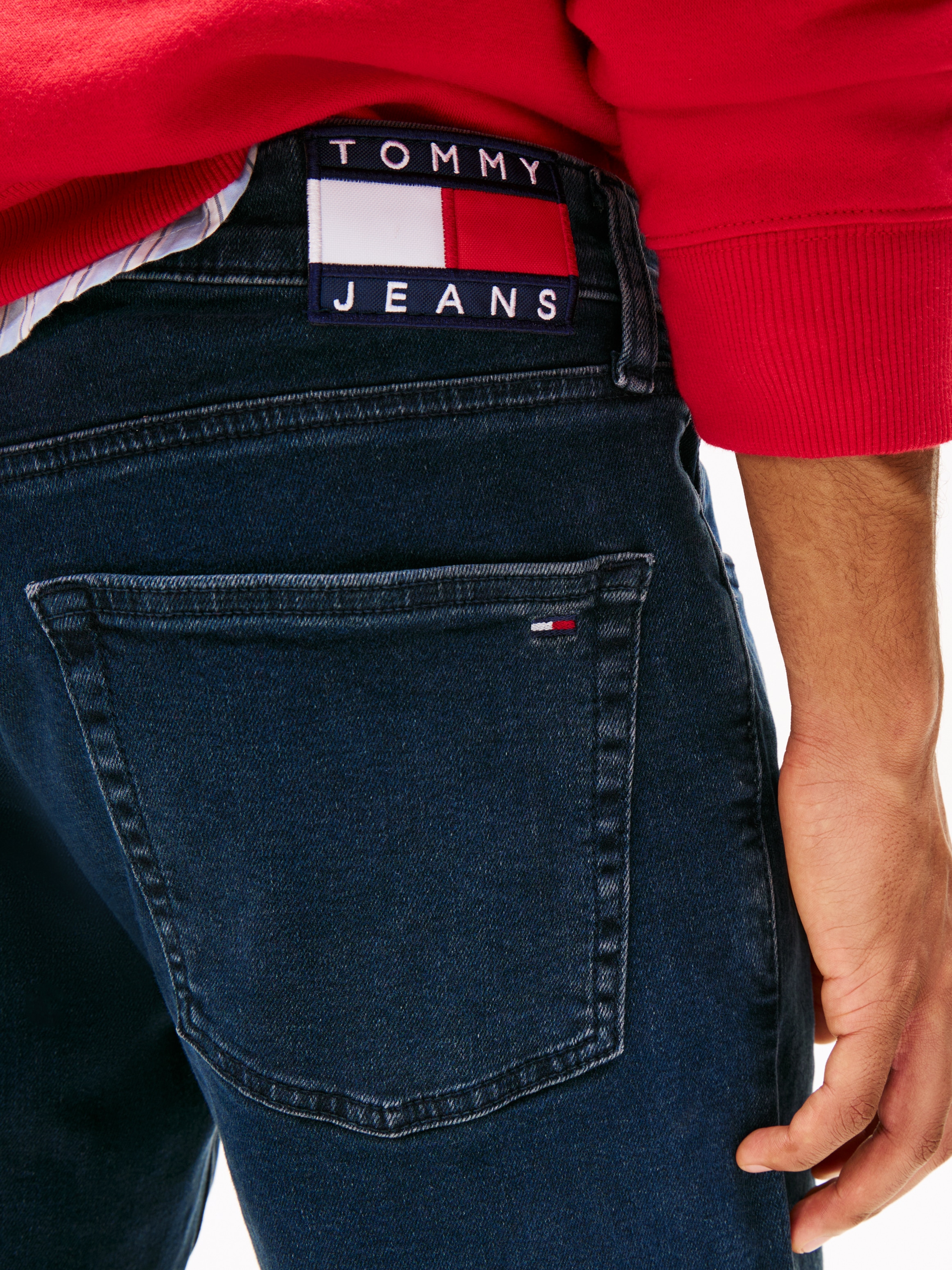 Tommy Jeans Gerade Jeans »Scanton Slim« Mit Markenlabel aus Leder hinten