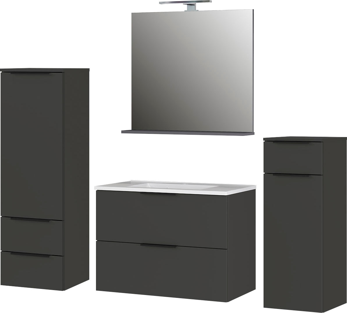 GERMANIA Badmöbel-Set »Crandon«, (4 St.), inkl. WT-Unterschrank, Spiegel, Schrank und Mediumschrank