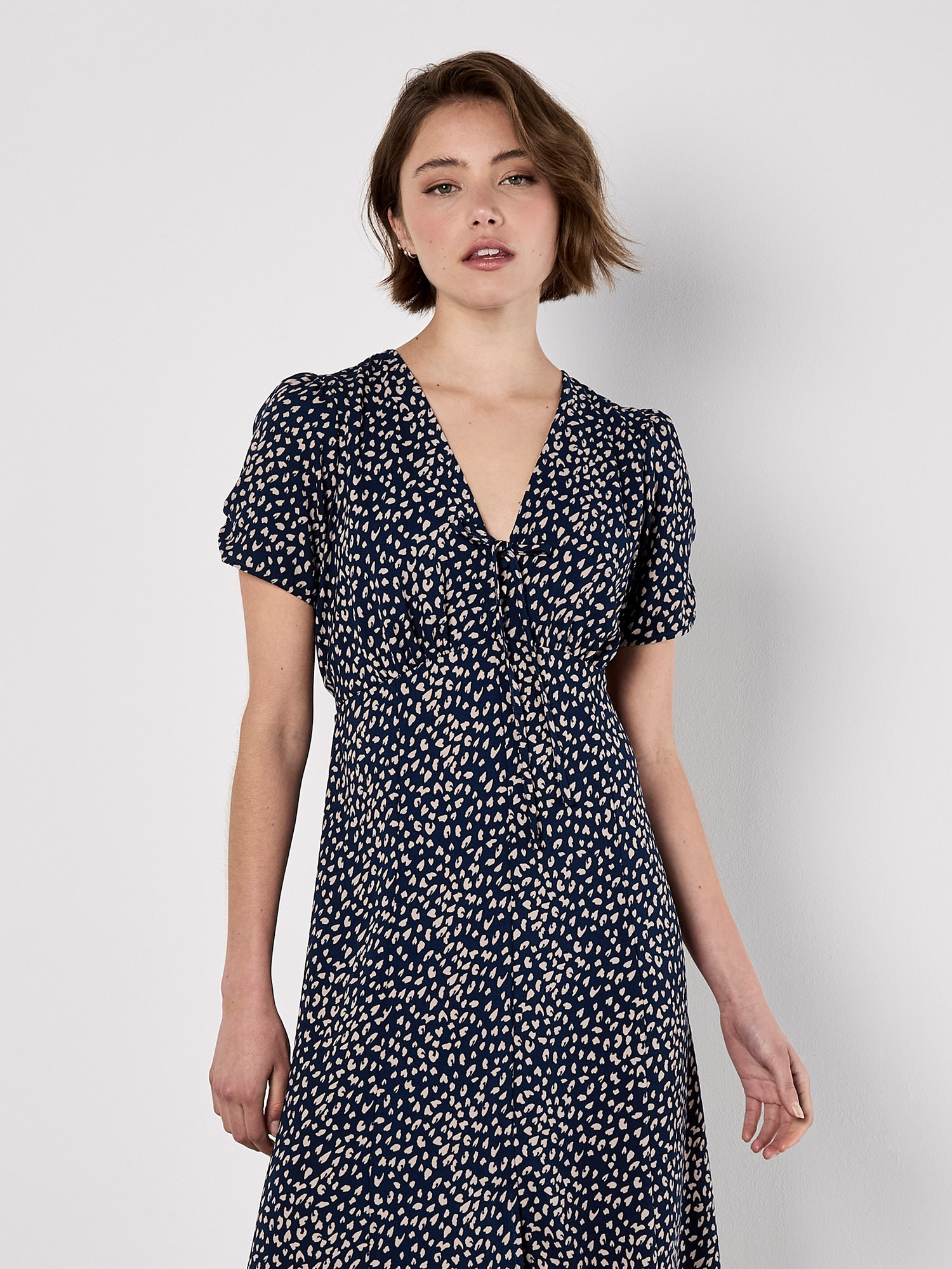 Apricot Druckkleid »Animalprintkleid« 2 tlg. mit zarten Raffungen