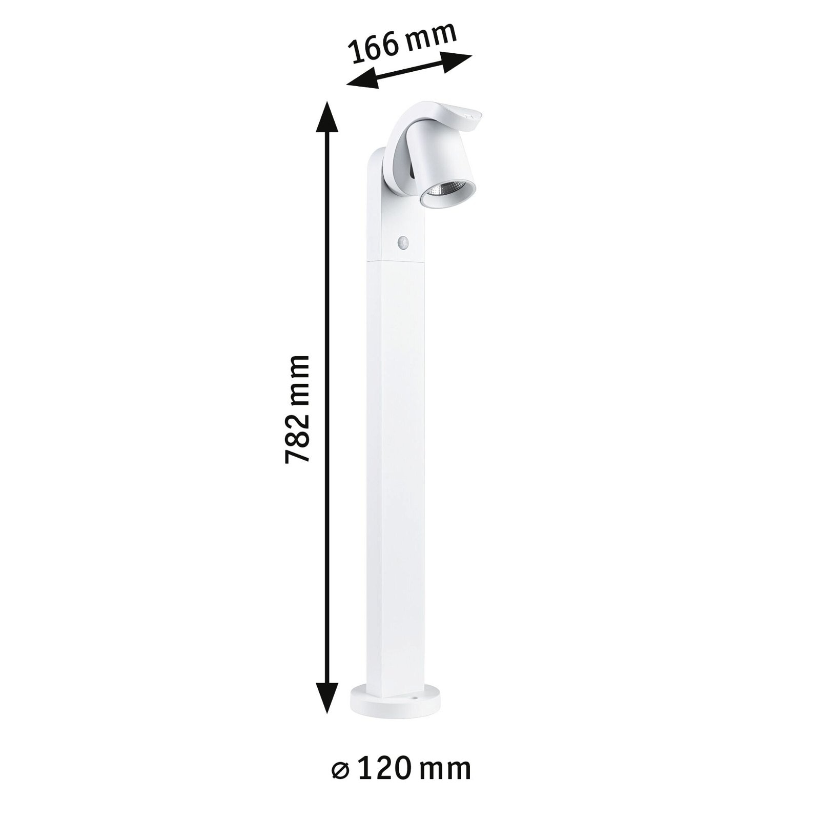 Paulmann LED Pollerleuchte »Cuff IP44 782mm 3000K 10W 700lm 230V 70° Aluminium«, 1 flammig, Bewegungsmelder