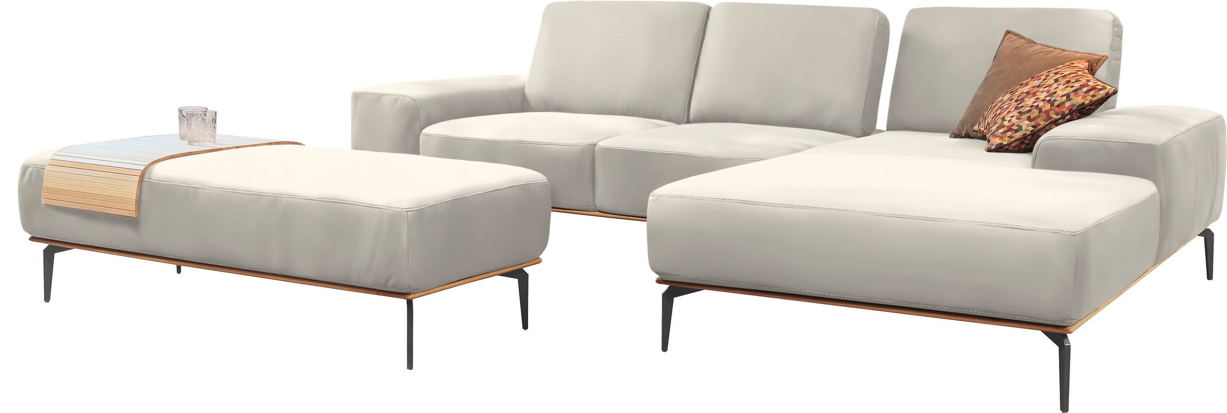 W.SCHILLIG Ecksofa »run, Designsofa mit tollem Sitzkomfort, bequem, L-Form«, mit Holzsockel, Füße in Schwarz pulverbeschichtet, Breite 279 cm