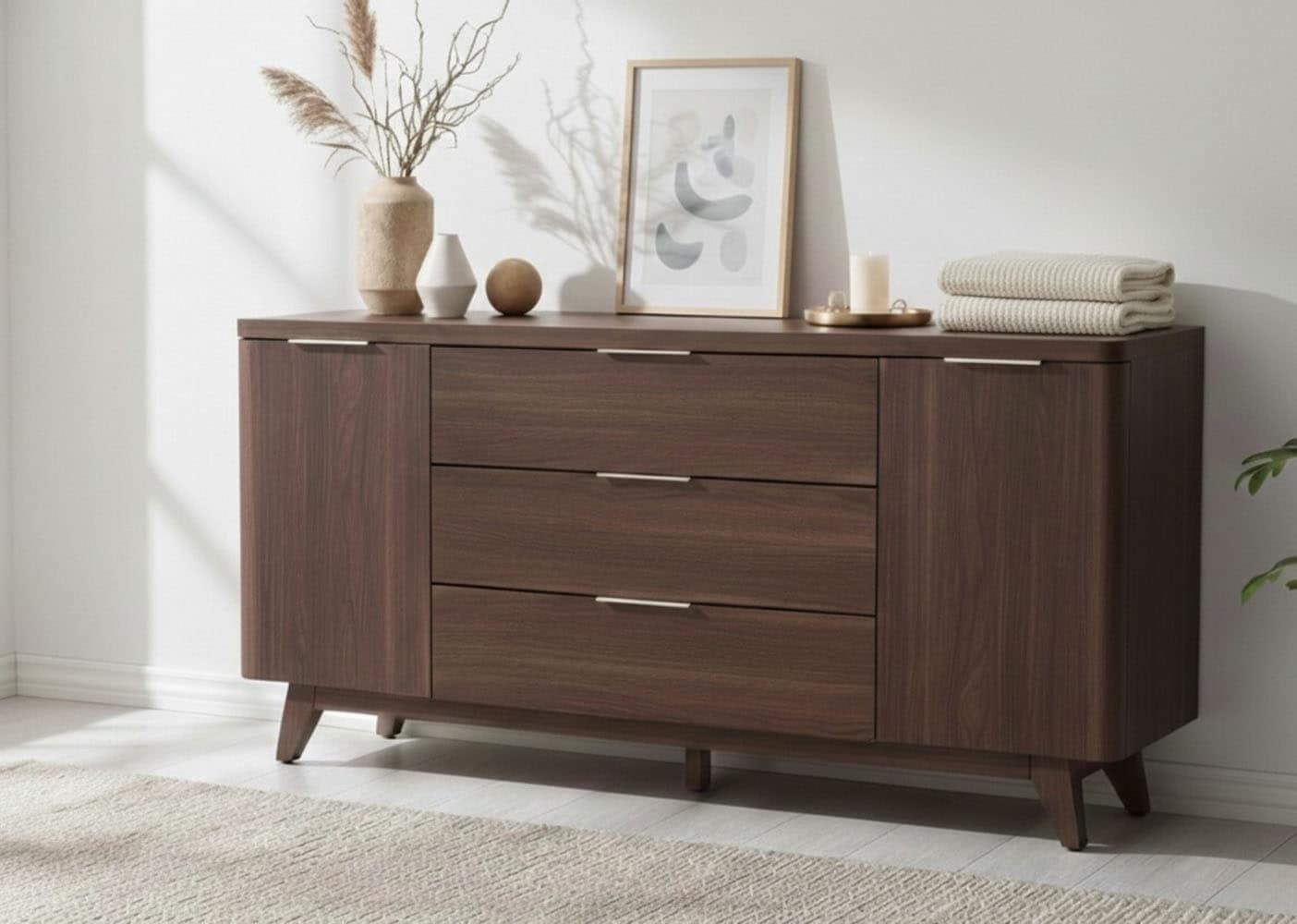 Jahnke Sideboard "LIBRE SB 160" Sideboard,Skandi,2 Türen + 3 Schubladen,Aluminiumgriffe,Breite 160 cm
