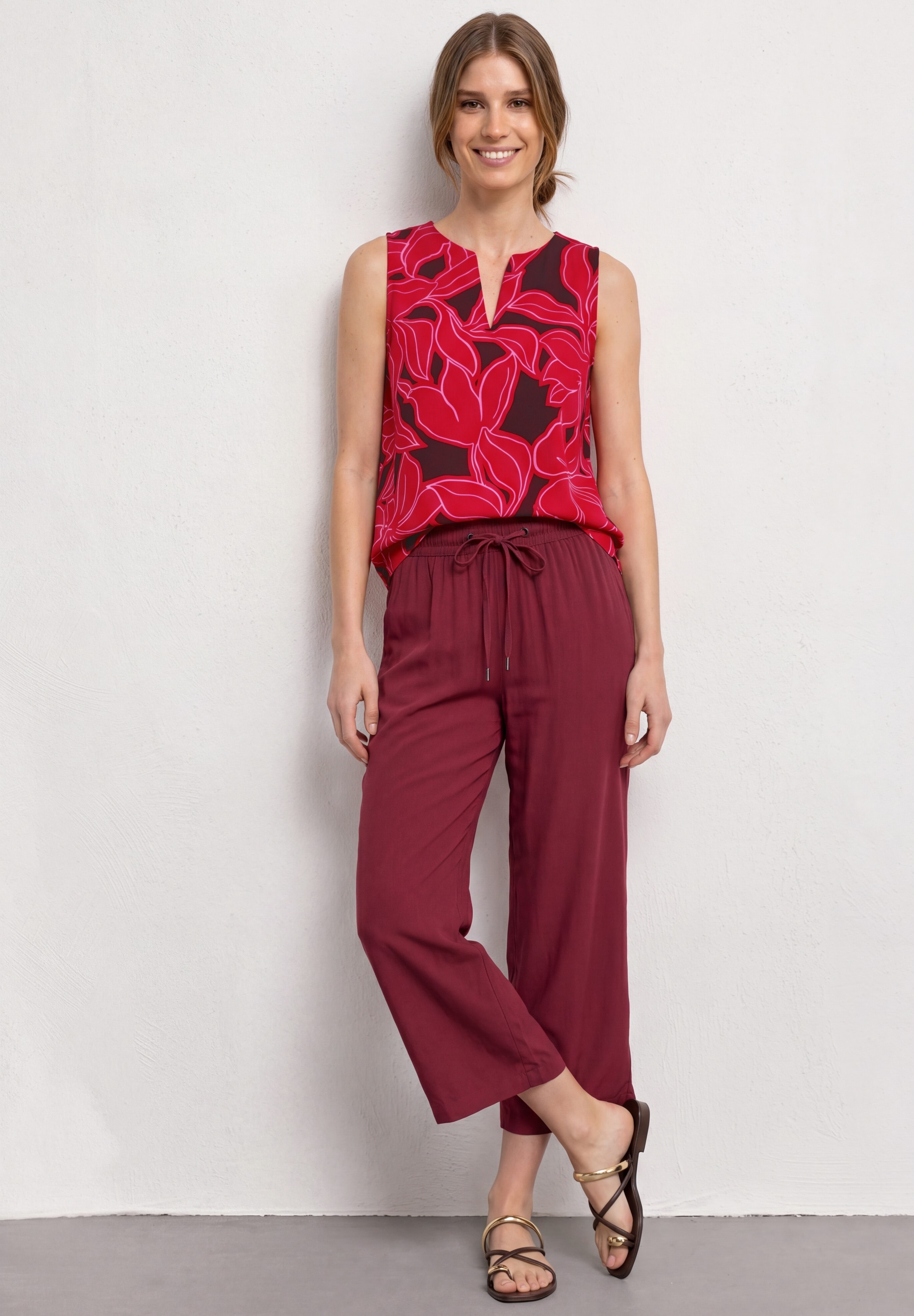 STREET ONE Shirttop Sommertop mit Strukturmix und Print