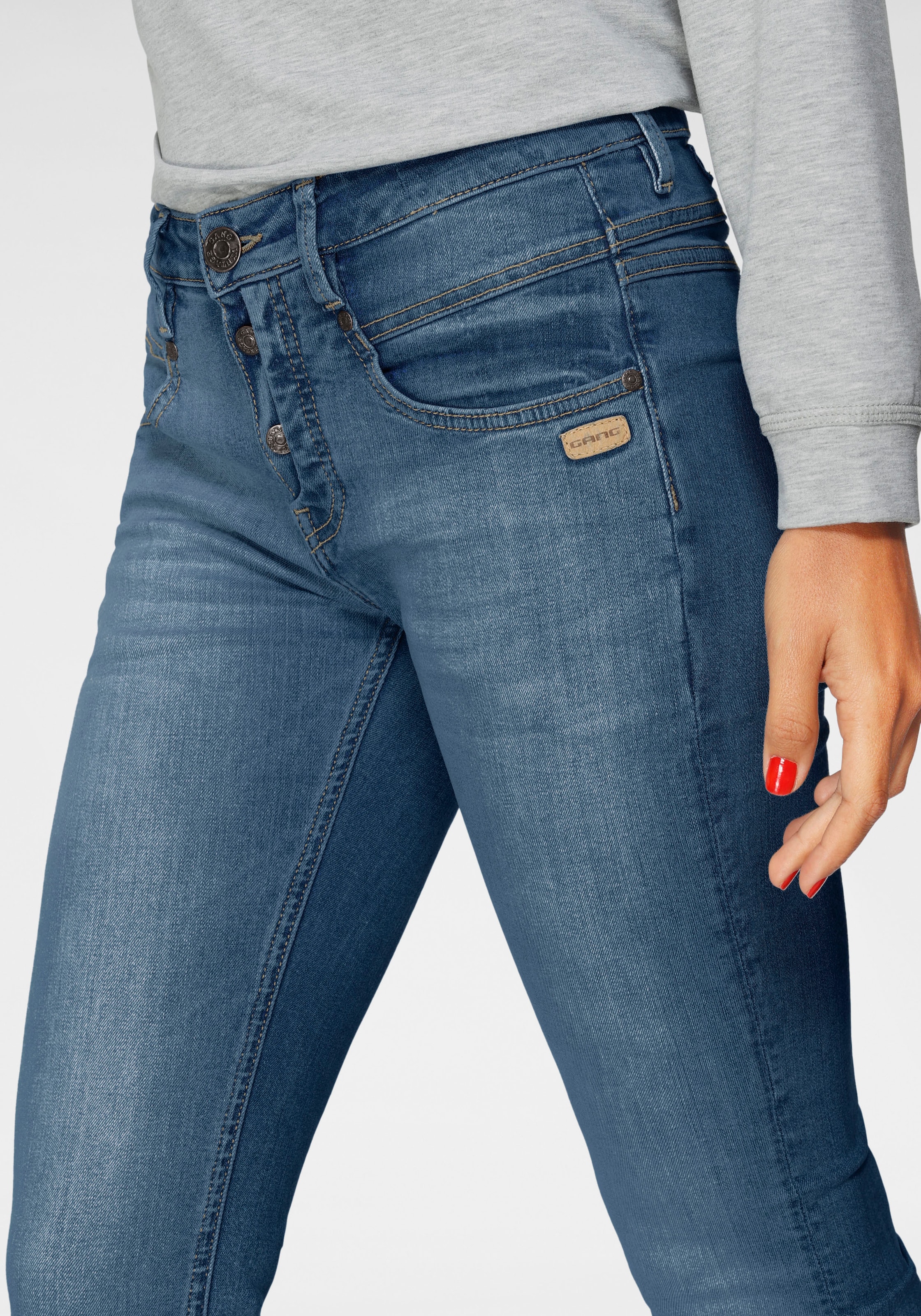 GANG Skinny-fit-Jeans »94MEDINA«, mit stylischer halb offener Knopfleiste