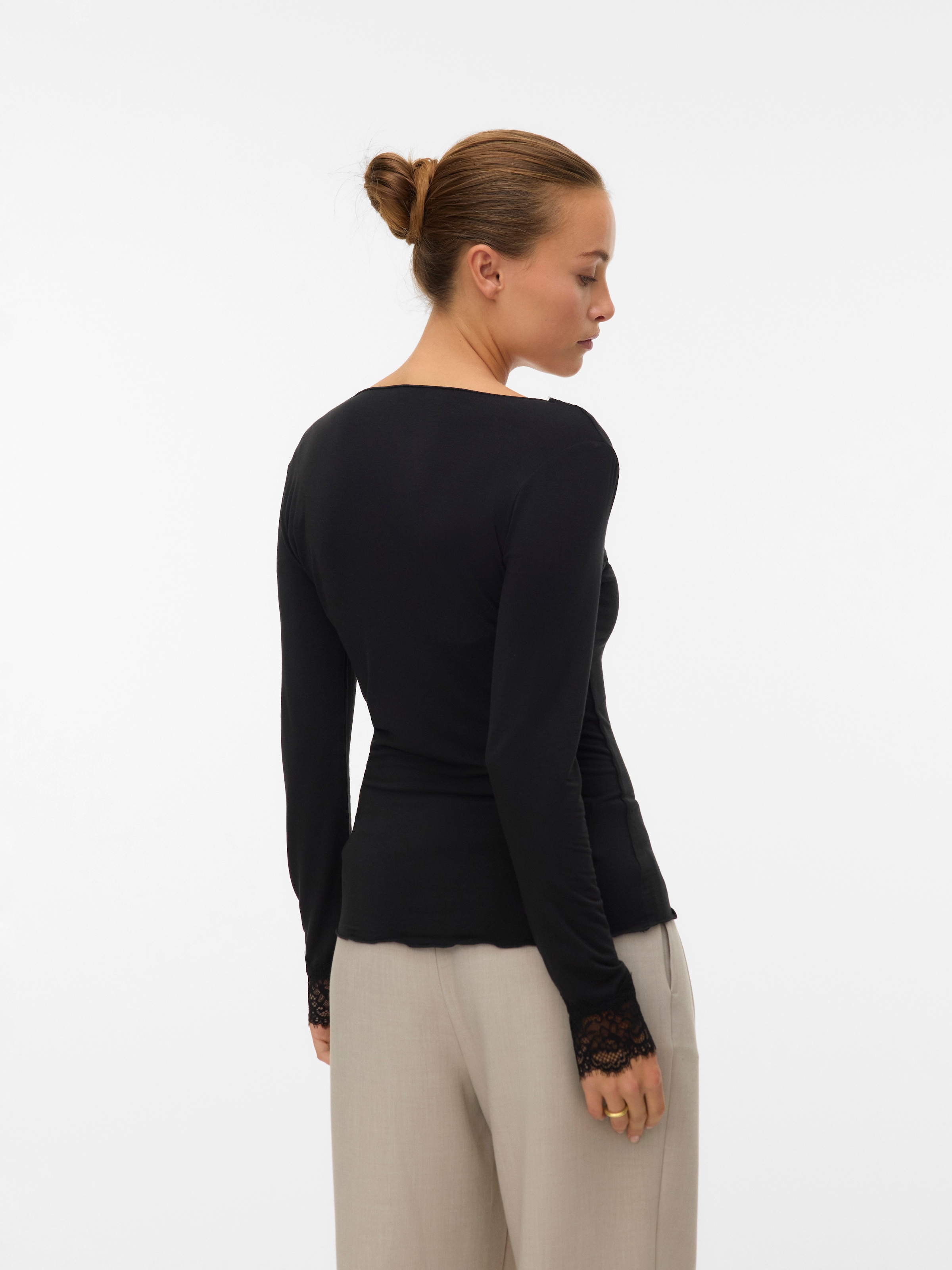 Vero Moda Langarmshirt »VMSKYE LS V-NECK LACE TOP JRS NOOS«