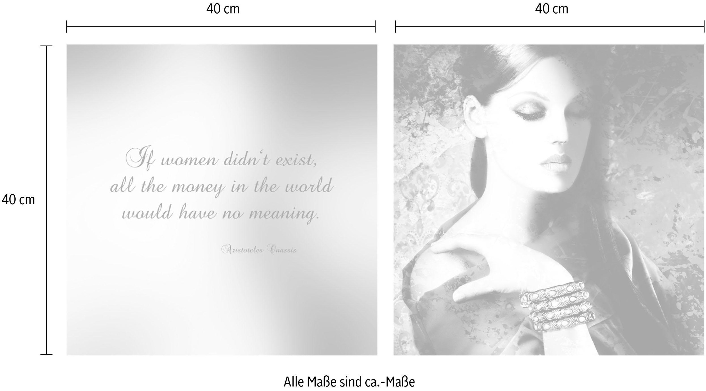 queence Leinwandbild »Money« Historische Persönlichkeiten | Kunst | Modern | Schriftzug | Schriftzüge | Spa | Spa Bilder | Sprüche | Sprüche & Texte Set,  Premium-Leinwandstoff, Handarbeit aus Deutschland, Zitat, 2er Set