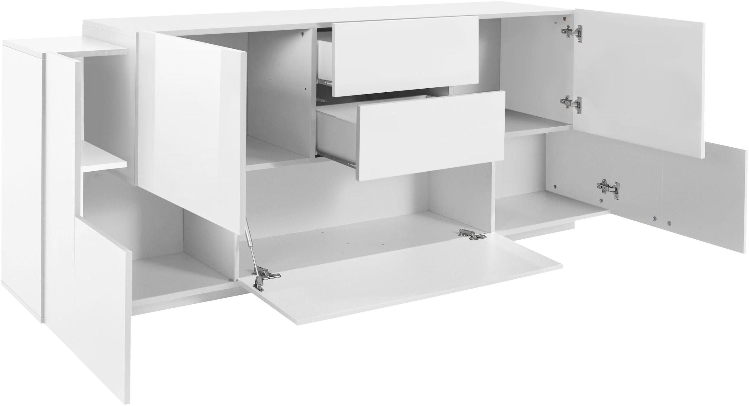 INOSIGN Sideboard »Coro, Kommode, Schrank, Kredenz, grifflos mit Einlegeböden«, 1 Klappe,4 Türen,2 Schubkästen Doppeltiefe, Breite 220