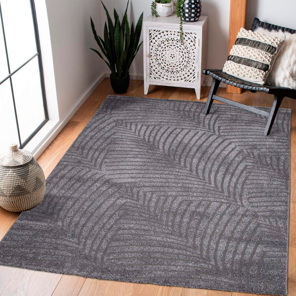 Carpet City Teppich »Friseé-Teppich FANCY 648«, rechteckig, Kurzflor,3D- Optik,Kreisförmiges Muster, Wohnzimmer,Schlafzimmer