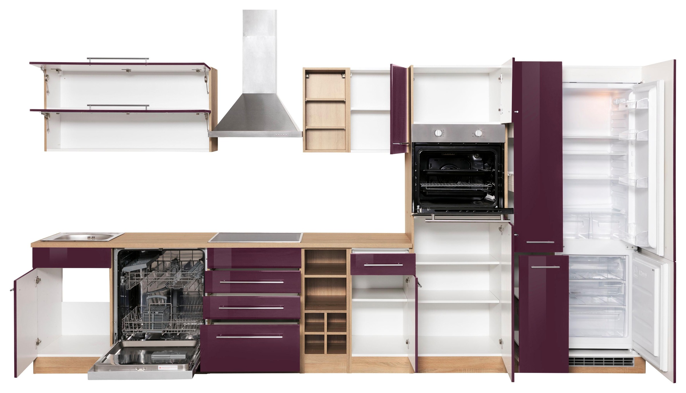 KOCHSTATION Küchenzeile »KS-Eton«, mit E-Geräten, Breite 390 cm