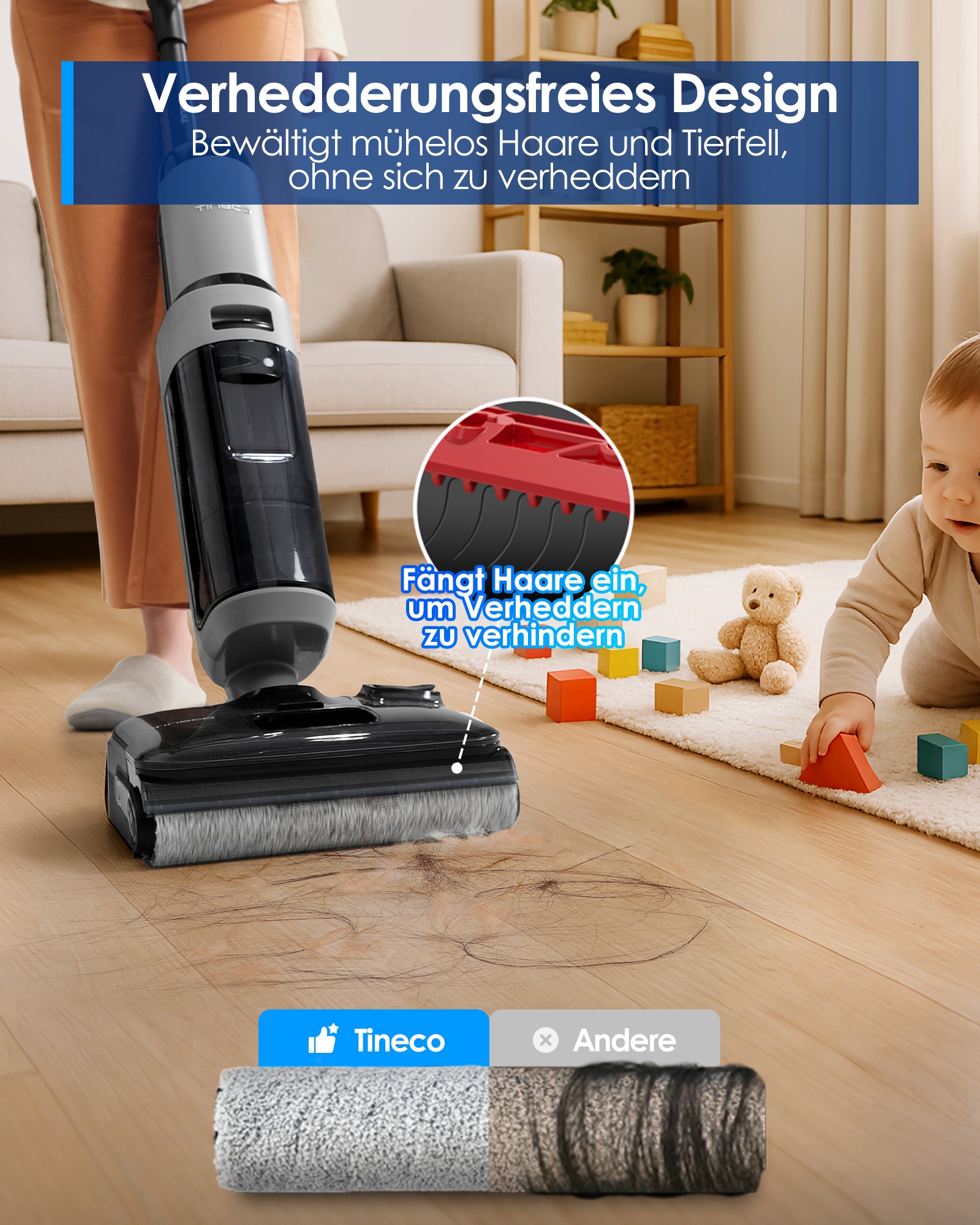 Tineco Nass-Trocken-Sauger »FLOOR ONE i5 Stretch Plus« Selbstreinung, 20kpa Saugleistung, 180° Grad Neigung