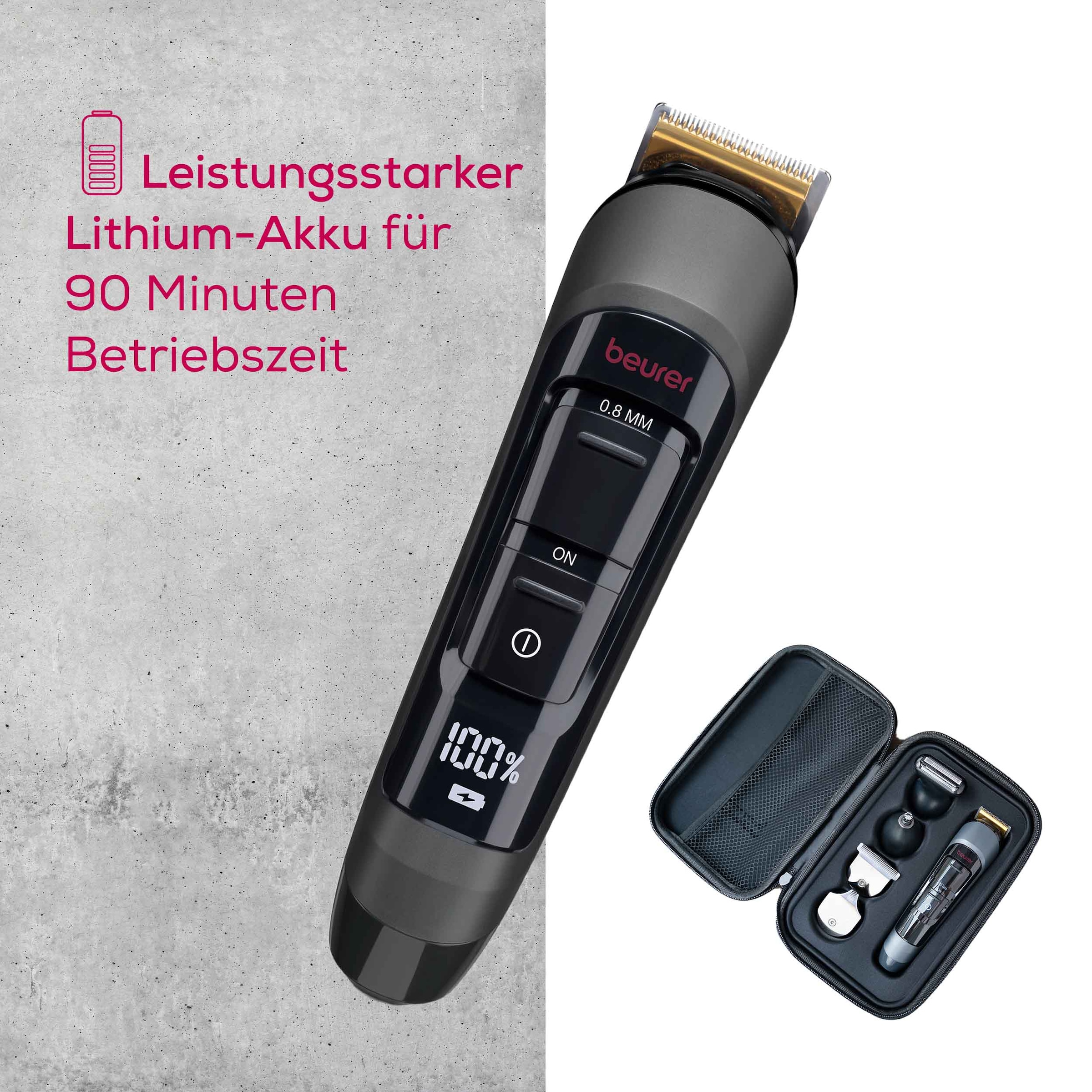 BEURER Multifunktionstrimmer »MN9X Limited Editon 2025, zur Haarentfernung am ganzen Körper« 5 Aufsätze Inkl. 11 Aufsätze zum Trimmen und Rasieren, Schnittlängen 0,8 - 12 mm