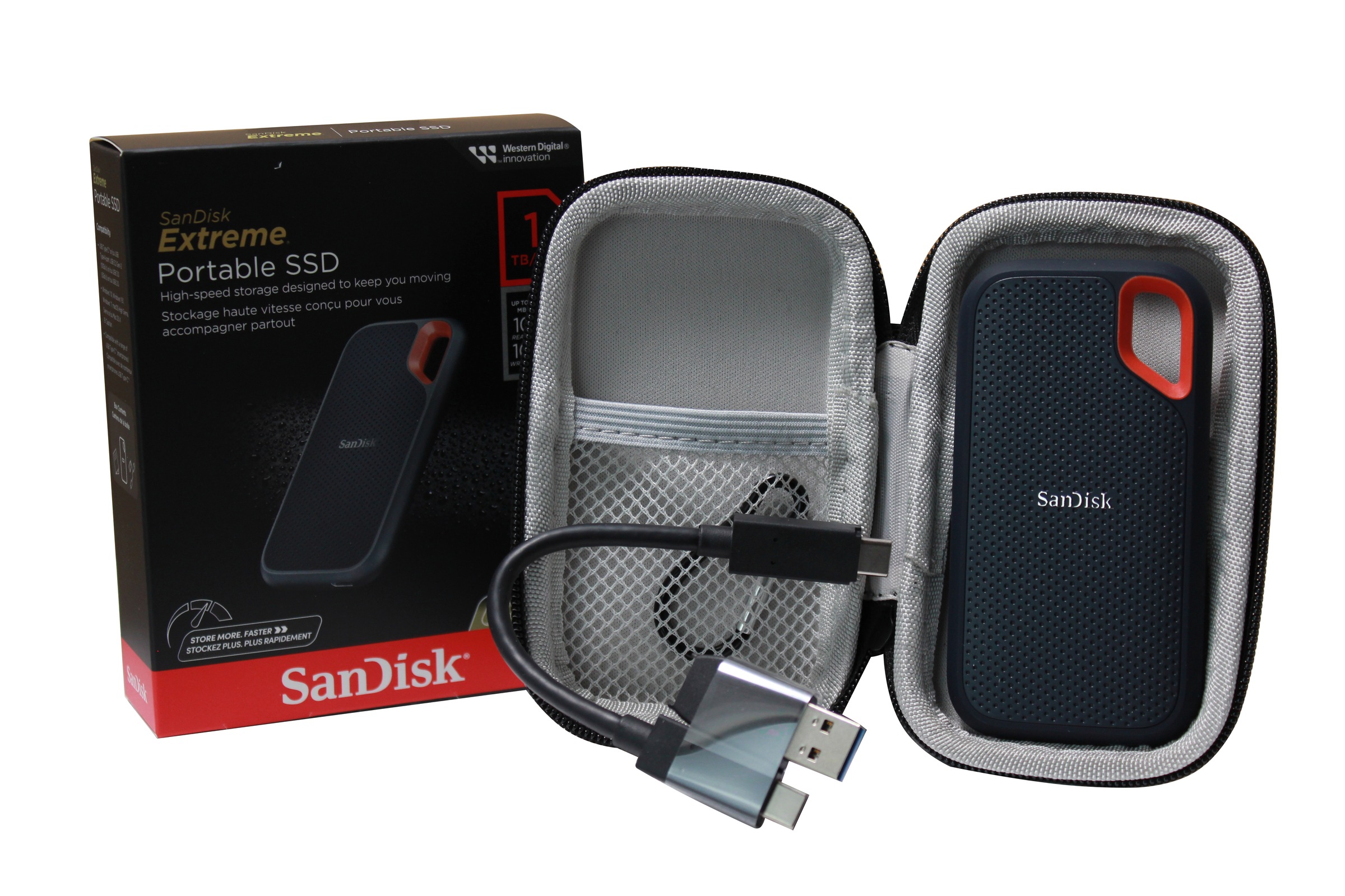 Sandisk externe SSD »Extreme Portable SSD 1TB 1050MB/s mit Case«, Anschluss USB 3.2 Gen-2