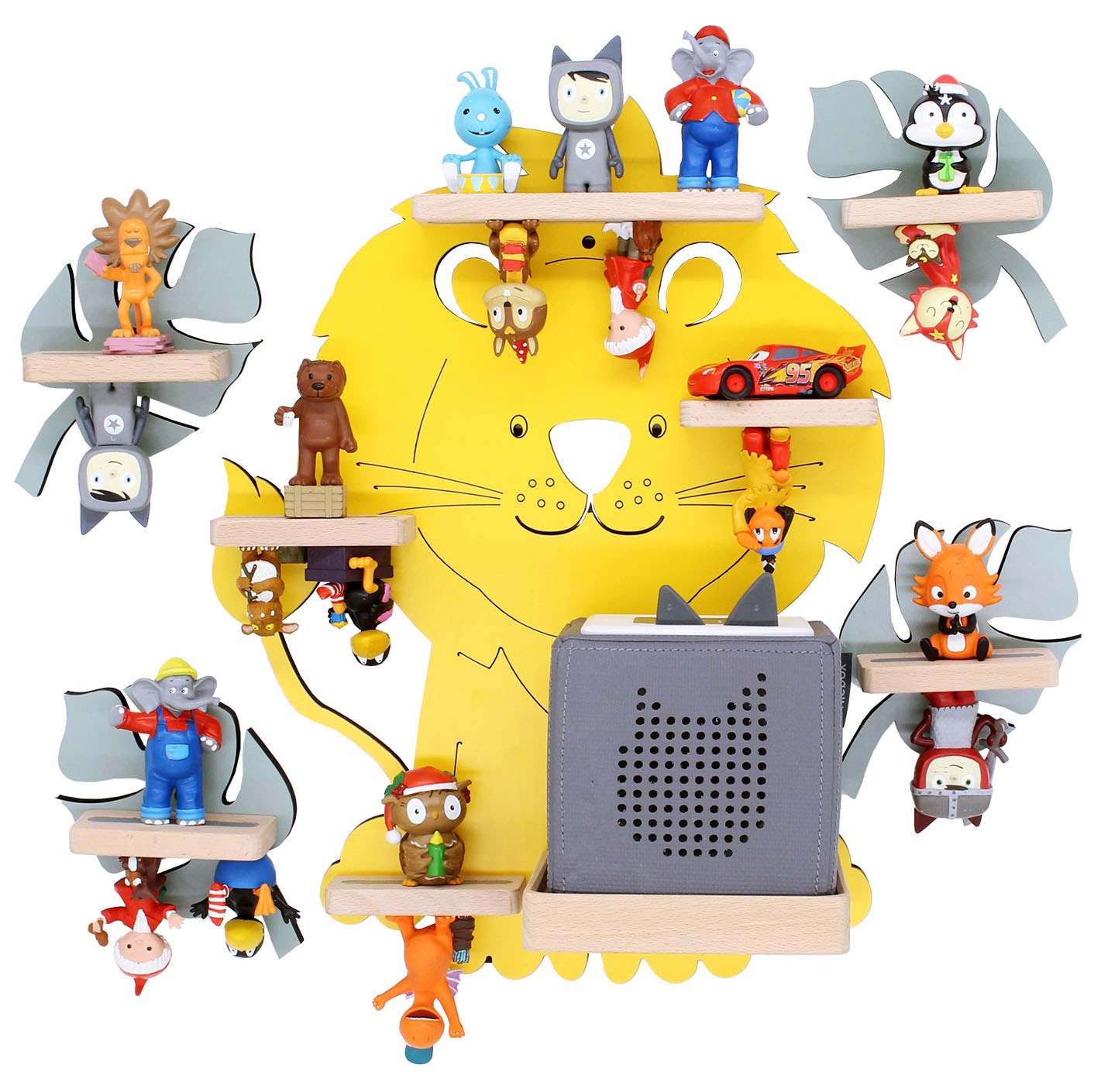 BOARTI Shelf Animal Lion Kids Toniebox Tonies in Yellow
