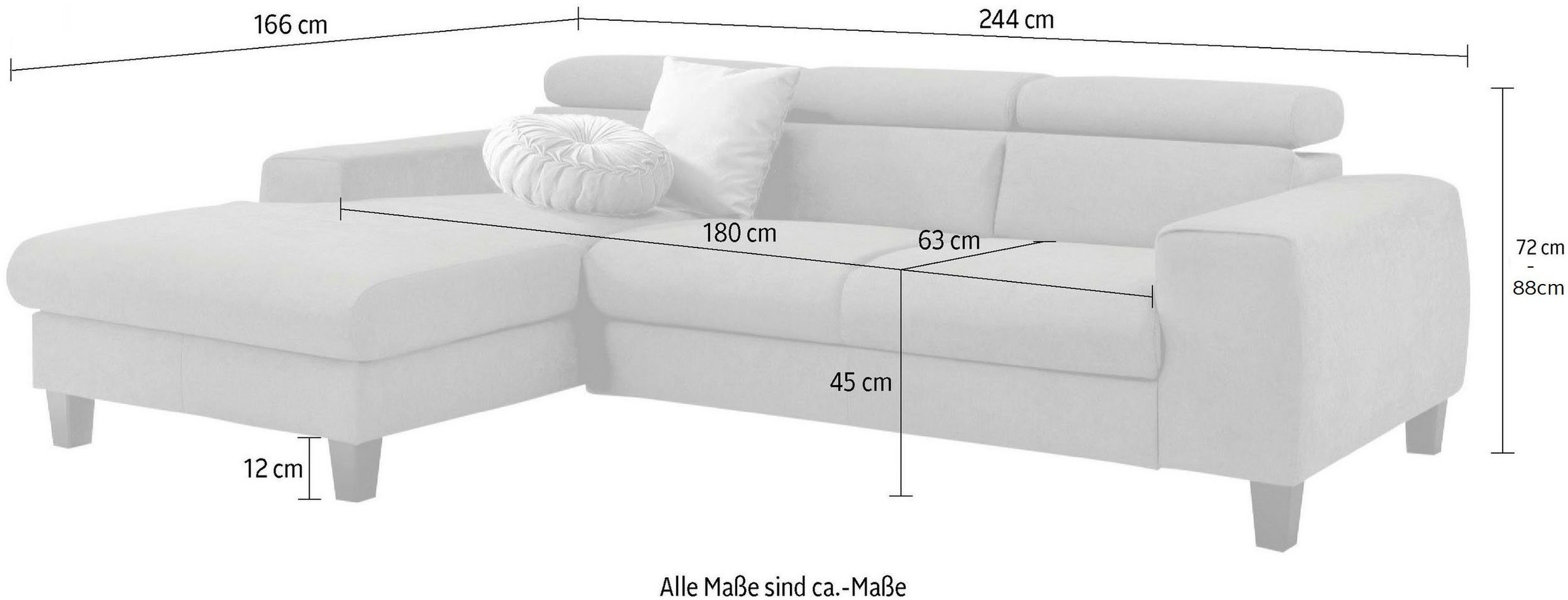 COTTA Polstergarnitur »Morven L-Form«, (Set), Set bestehend aus: Ecksofa mit Kopfteilverstellung & Hocker