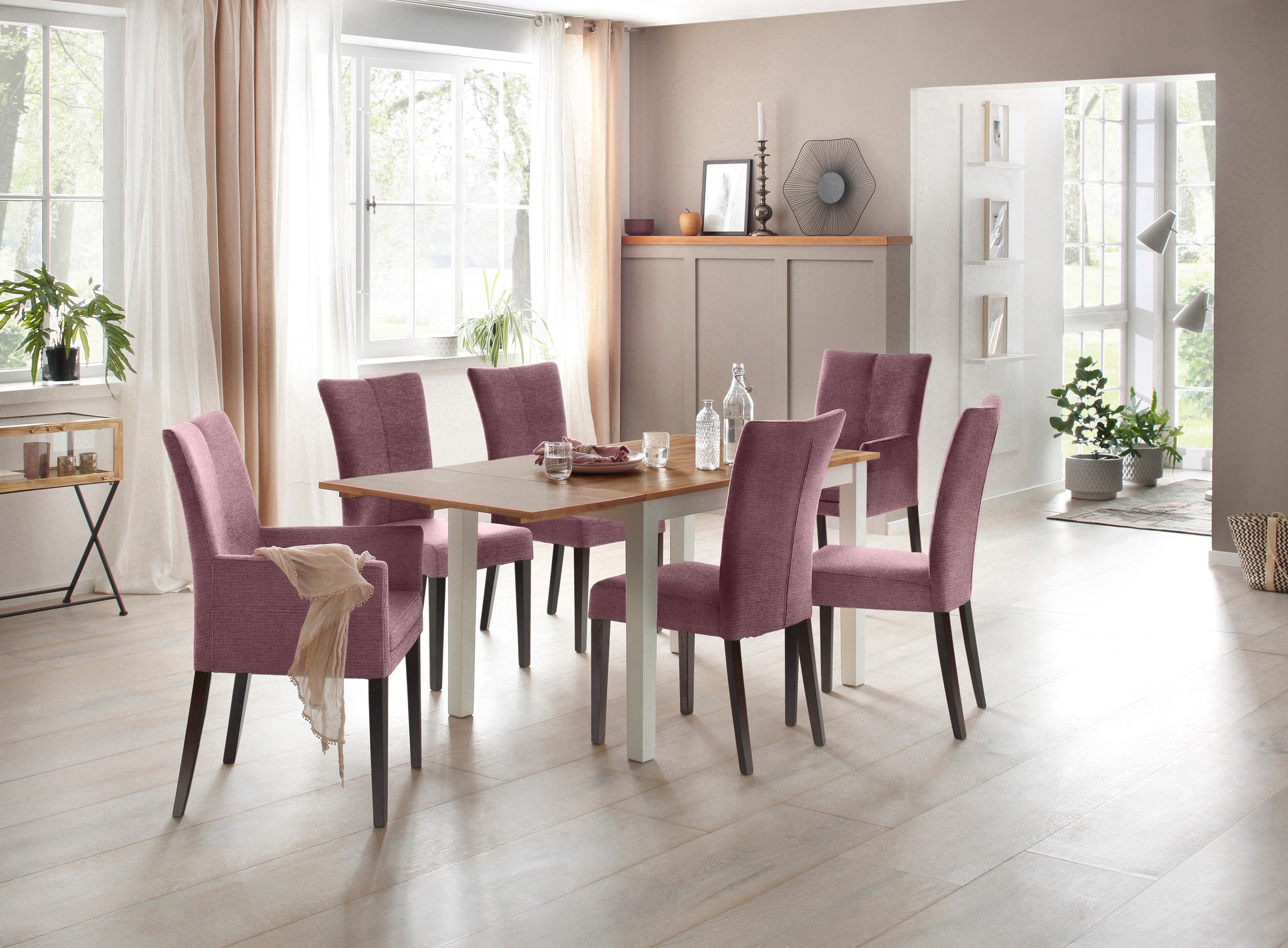 Home affaire Armlehnstuhl »Aspen« () Beine aus massiver Buche, wengefarben lackiert