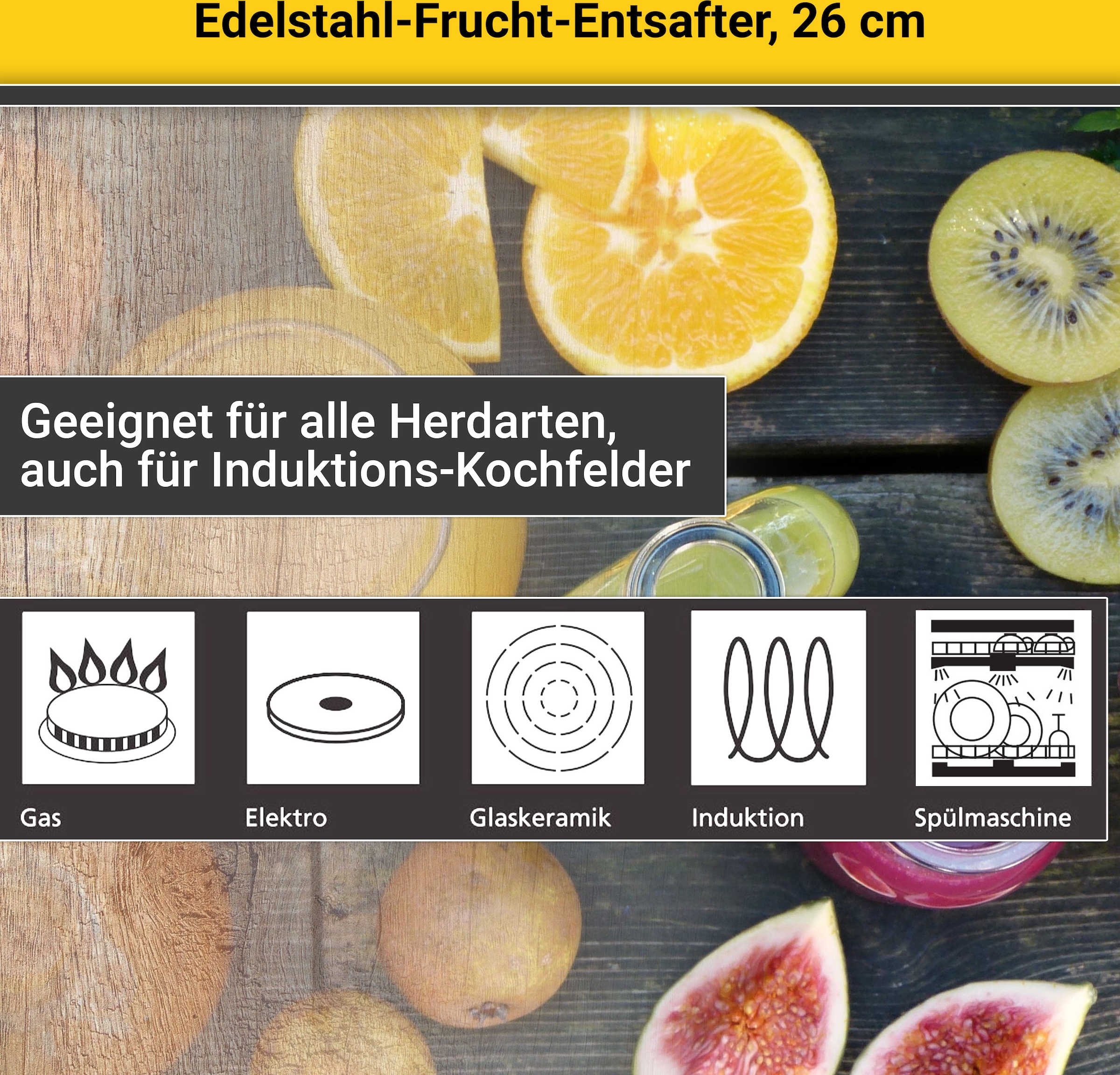 Krüger mit Garantie Jahren Einkochtopf, Induktion 3 Edelstahl, Fruchtentsafter, XXL