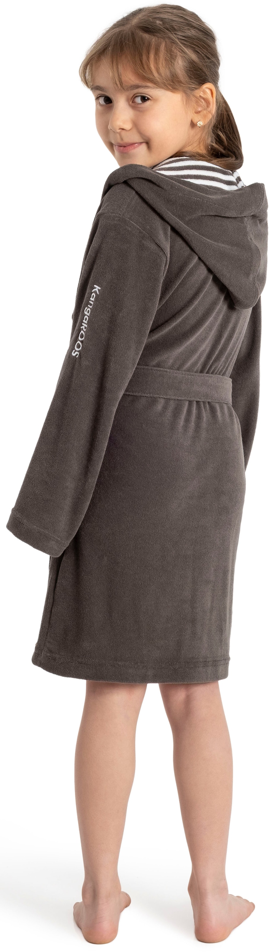 KangaROOS Kinderbademantel »Dalia, Ideal für Zuhause, Schwimmbad oder im Urlaub« 1 Stk. Uni-Farben mit Streifen