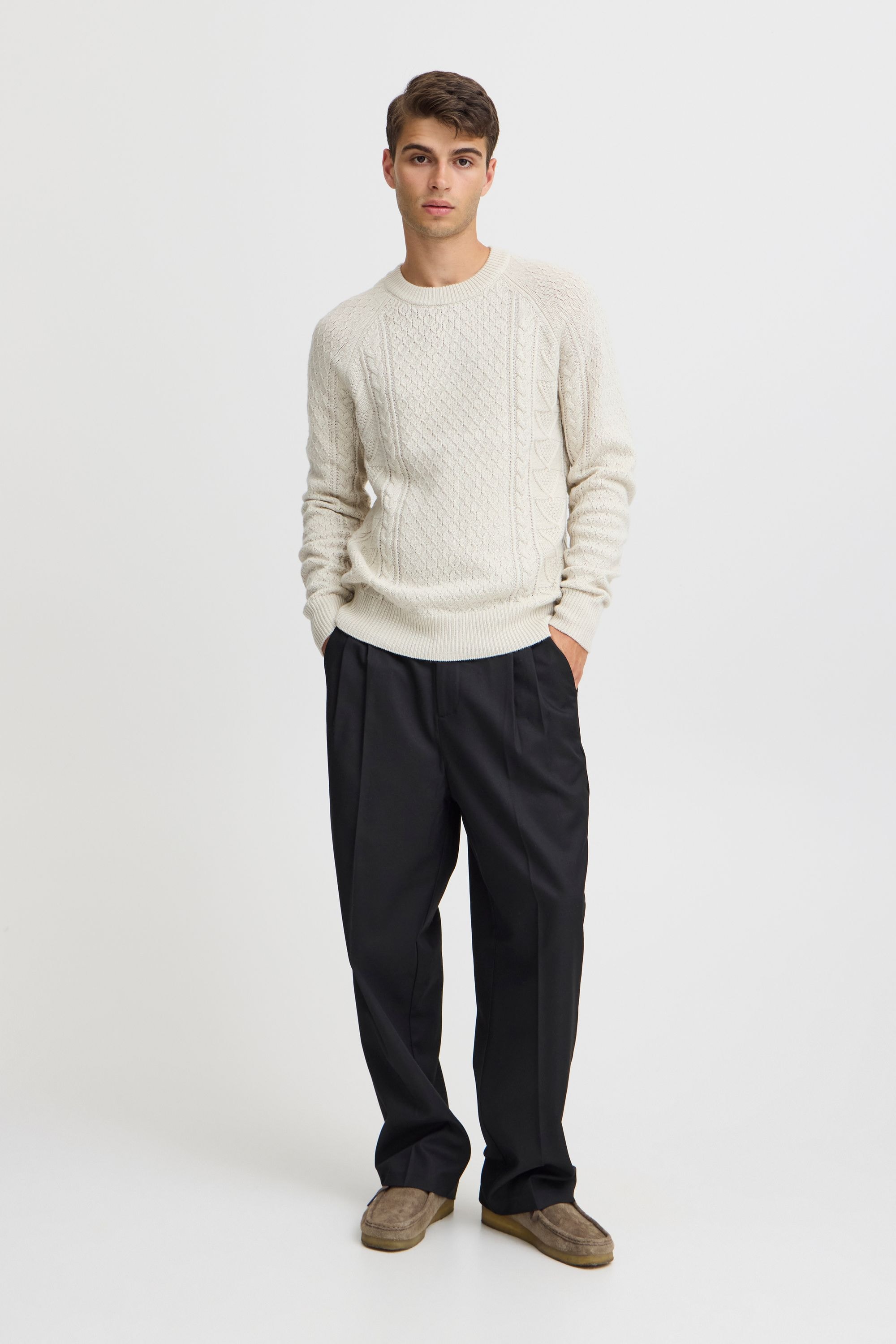 Casual Friday Strickfleece-Pullover »Strickpullover CFKRISTIAN crew neck cable knit«