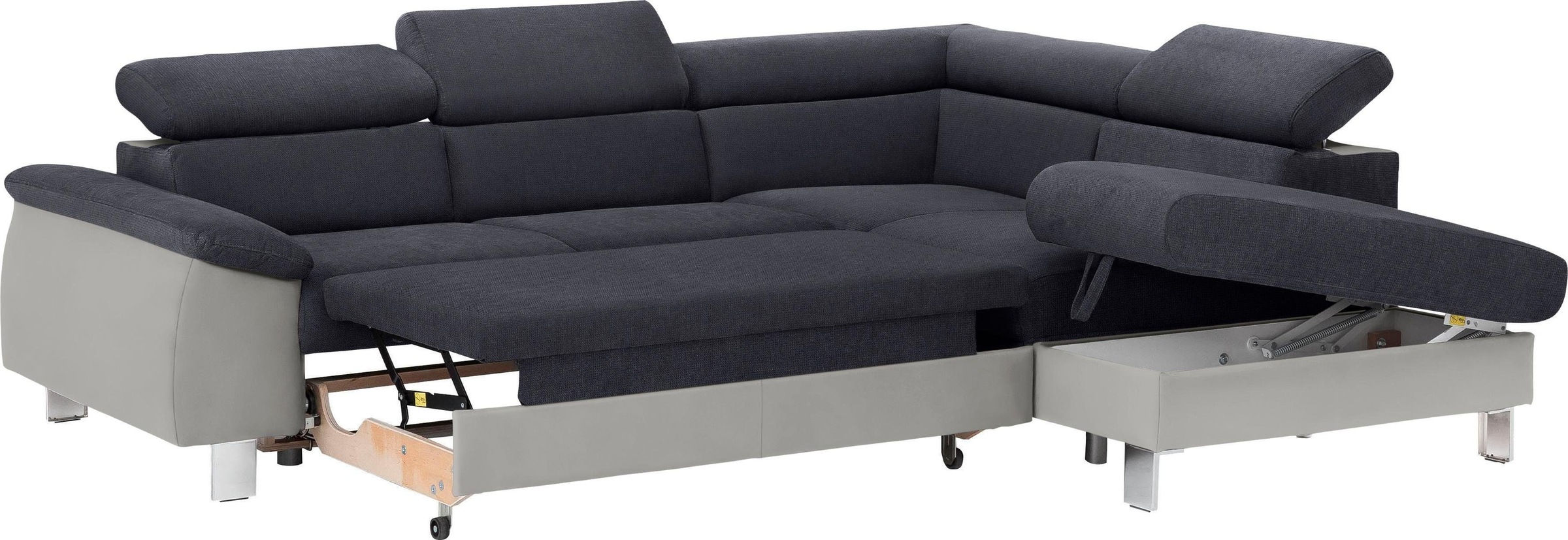 COTTA Polstergarnitur »Komaris L-Form«, (Set), Set bestehend aus: Ecksofa mit Kopfteilverstellung & Hocker