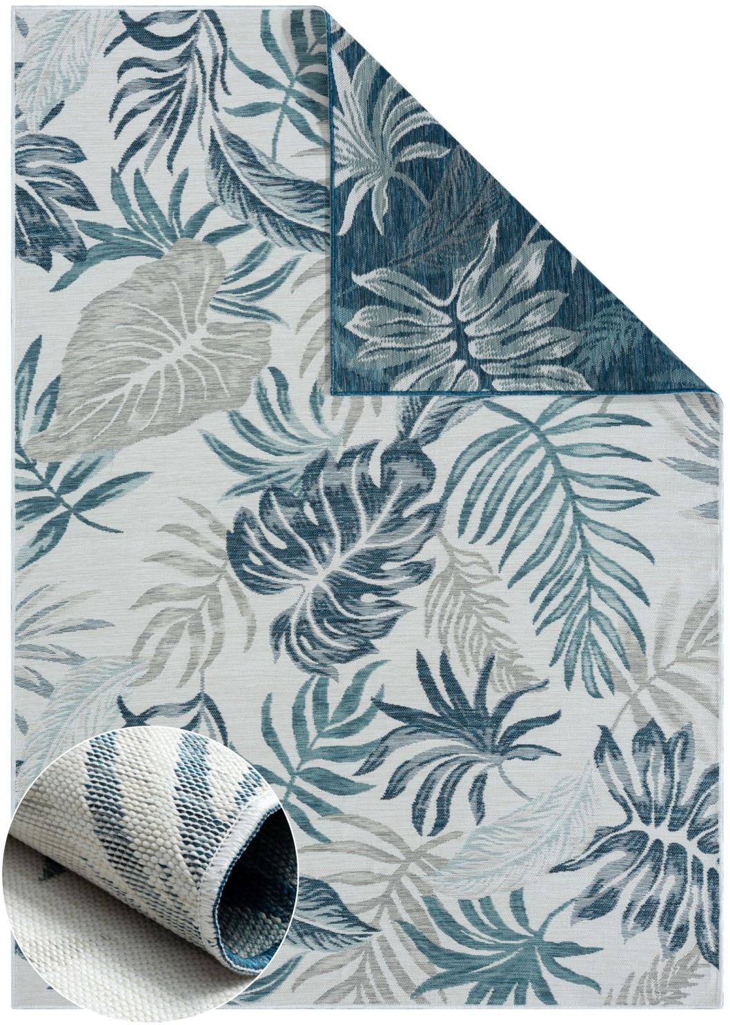 Myflair Möbel & Accessoires Teppich »Reef, LAGERRÄUMUNG!« rechteckig 6 mm Höhe Wendeteppich, Blätter Motiv, Outdoor geeignet, Balkon, Terrasse