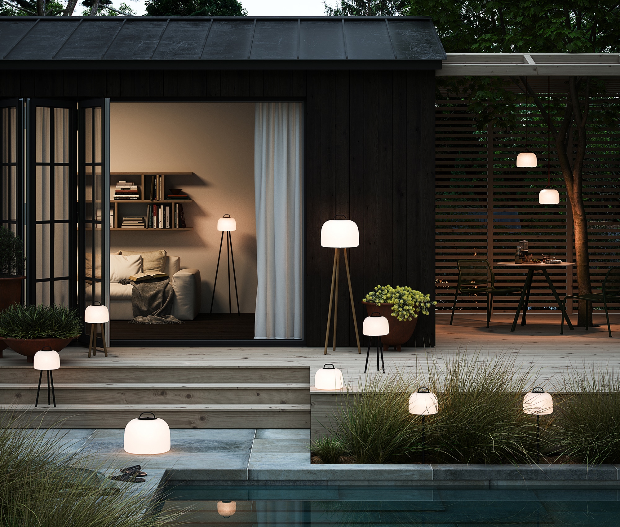 Nordlux Gartenleuchte »Kettle«, 1 flammig, Leuchtmittel LED-Modul | LED fest integriert, Erdspieß Metall,+LED, Batterie, integrierter Dimmer, Außen und Innen
